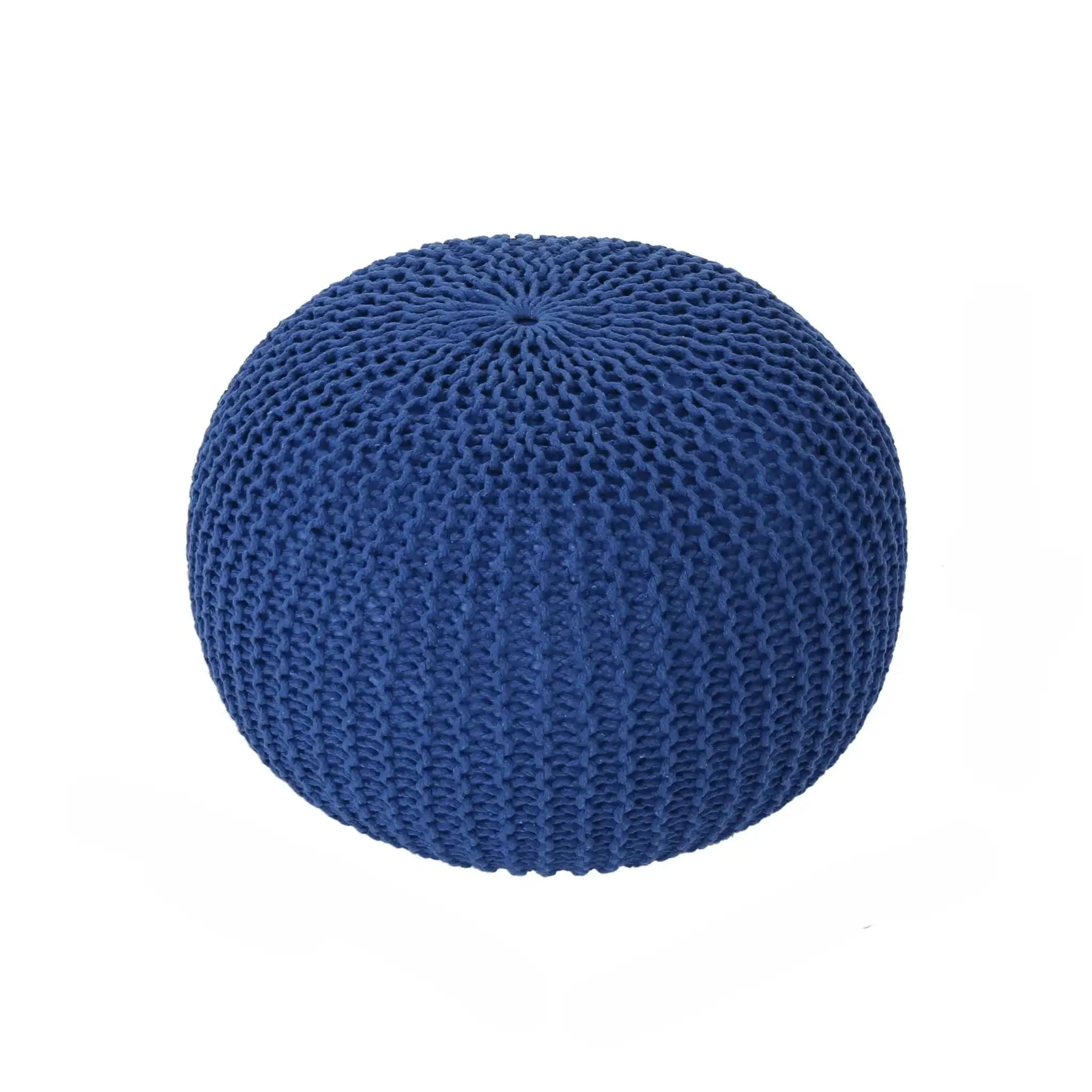 Bordeaux Knitted Cotton Round Pouf - Versatile Ottoman and Floor Cushion - Image 9