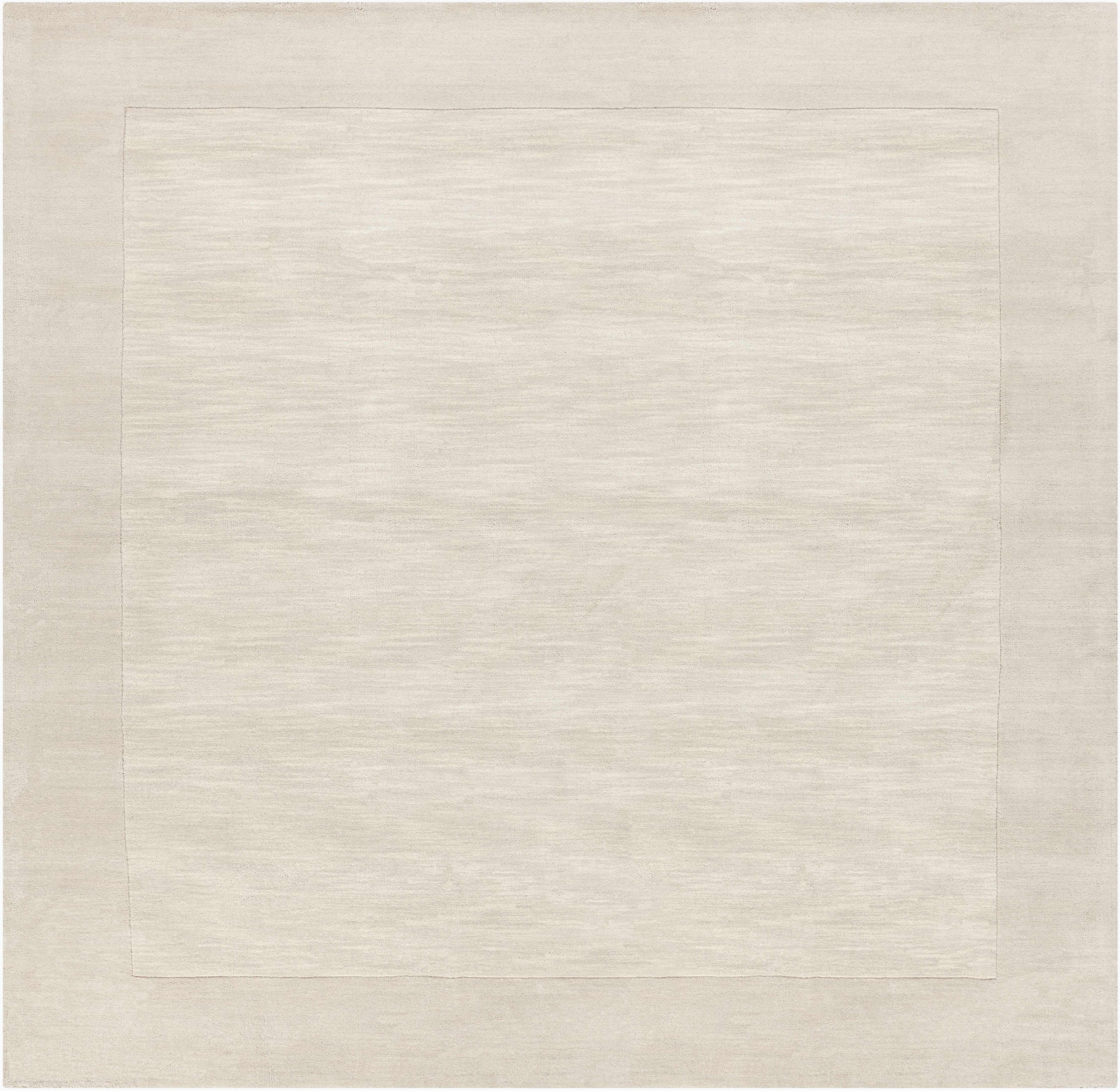 Bordered Solid Beige Cream Wool Rug - Image 10