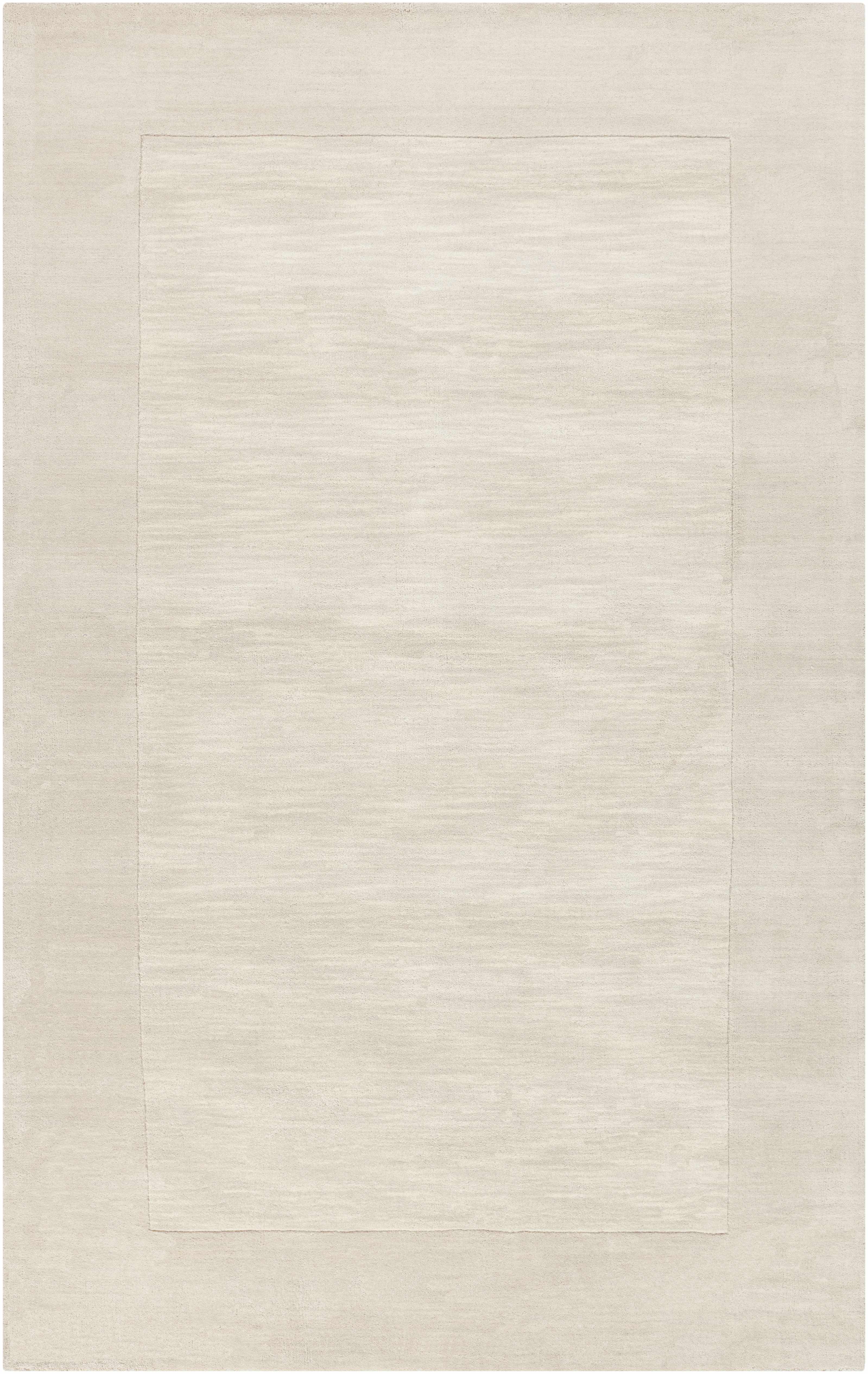 Bordered Solid Beige Cream Wool Rug - Image 12