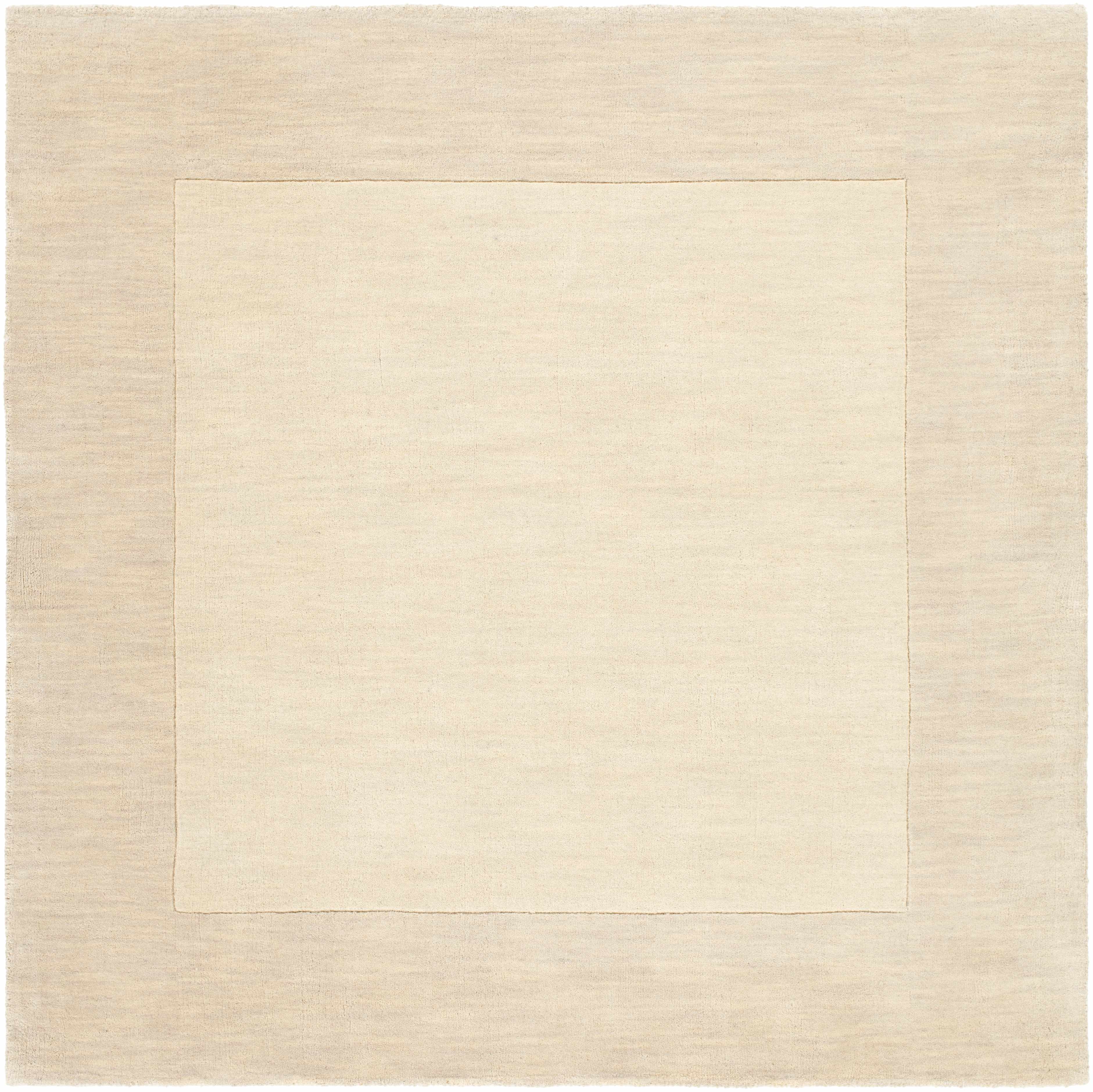 Bordered Solid Beige Cream Wool Rug - Image 13