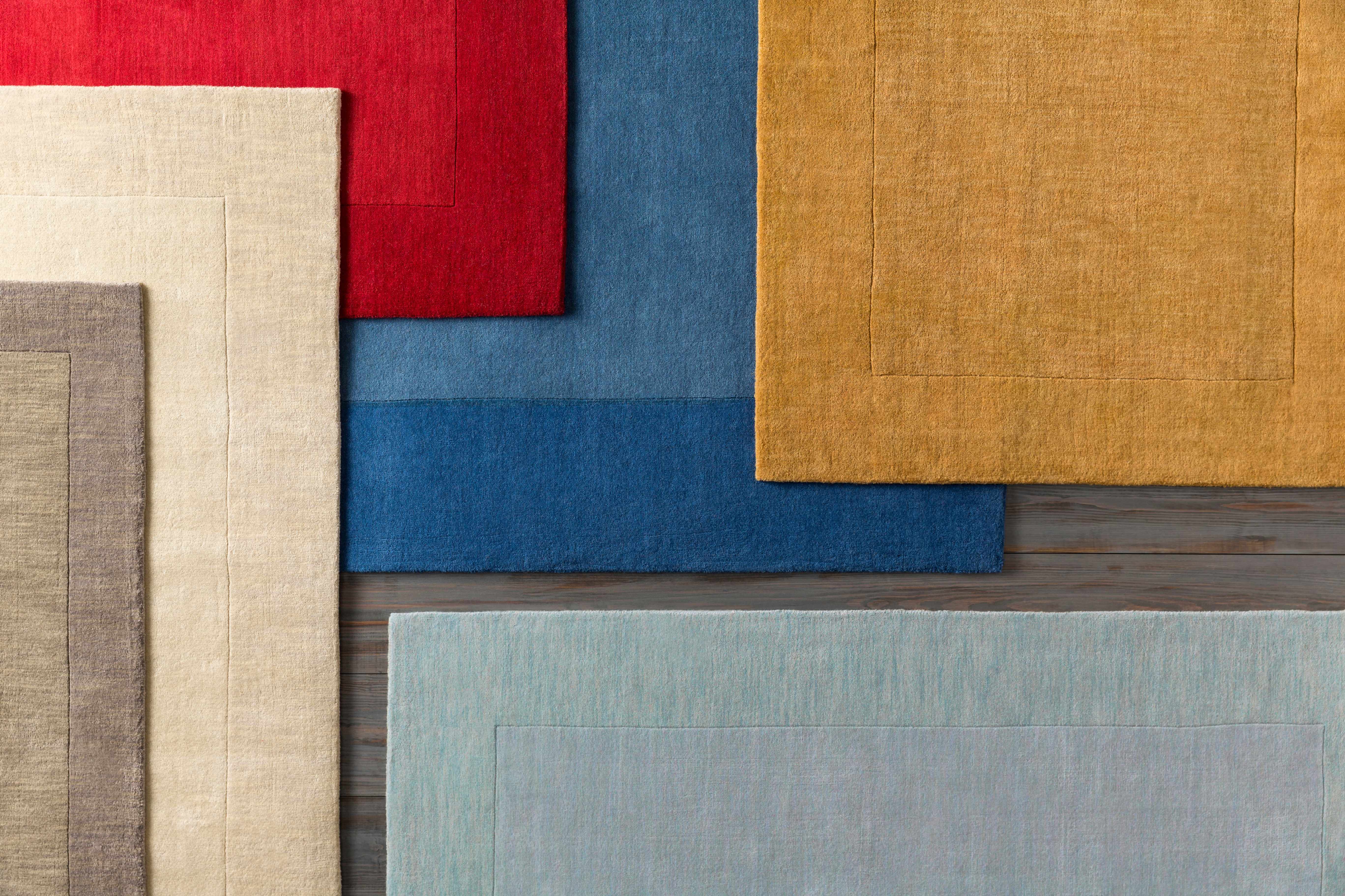 Bordered Solid Beige Cream Wool Rug - Image 16