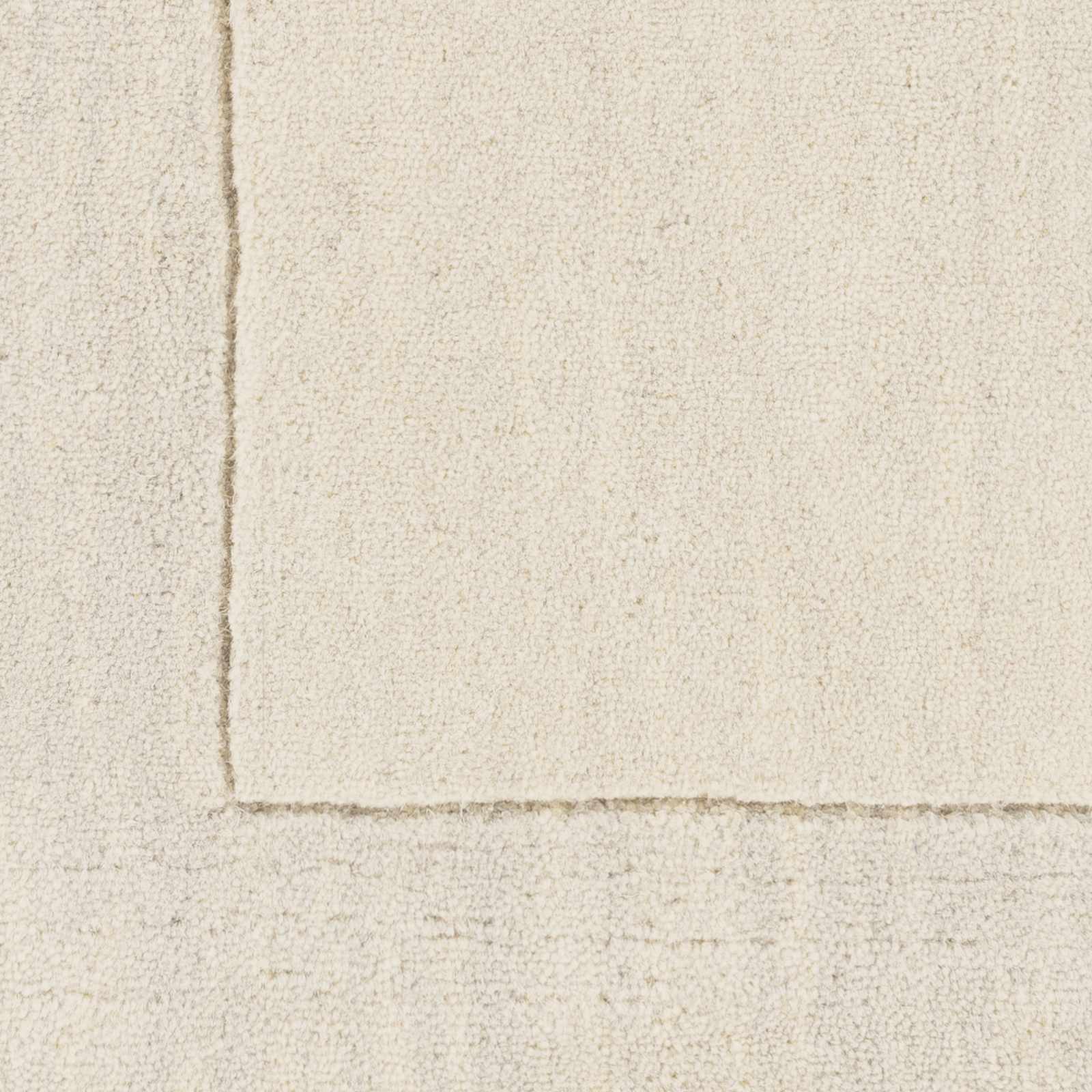 Bordered Solid Beige Cream Wool Rug - Image 8