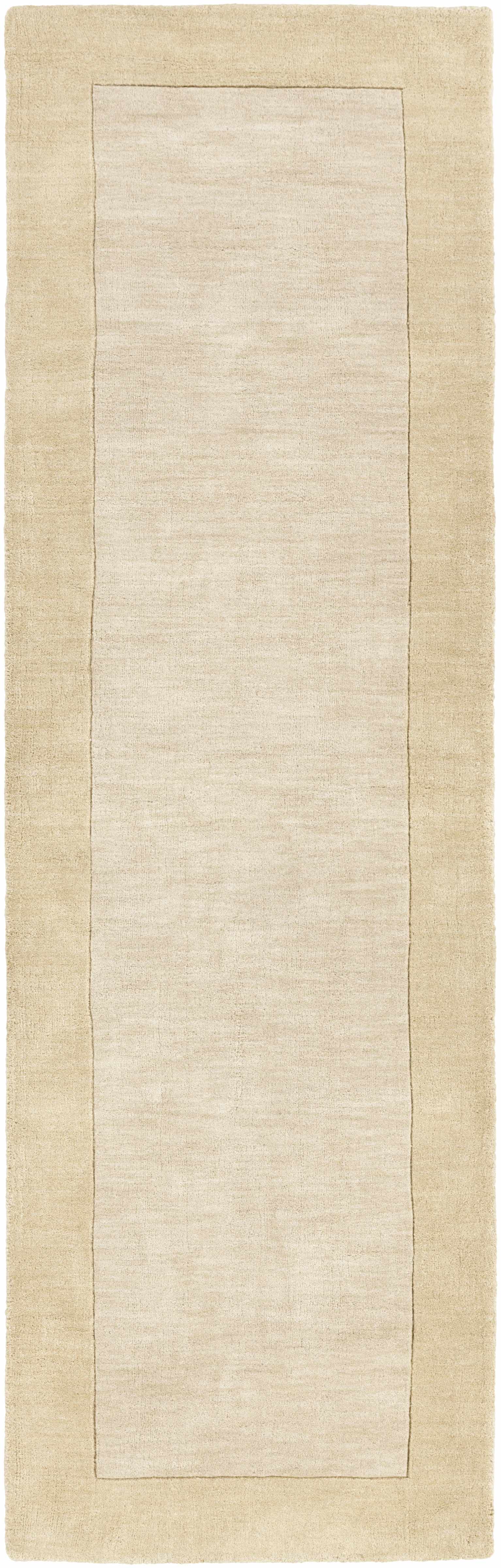 Bordered Solid Beige Wool Rug - Image 12