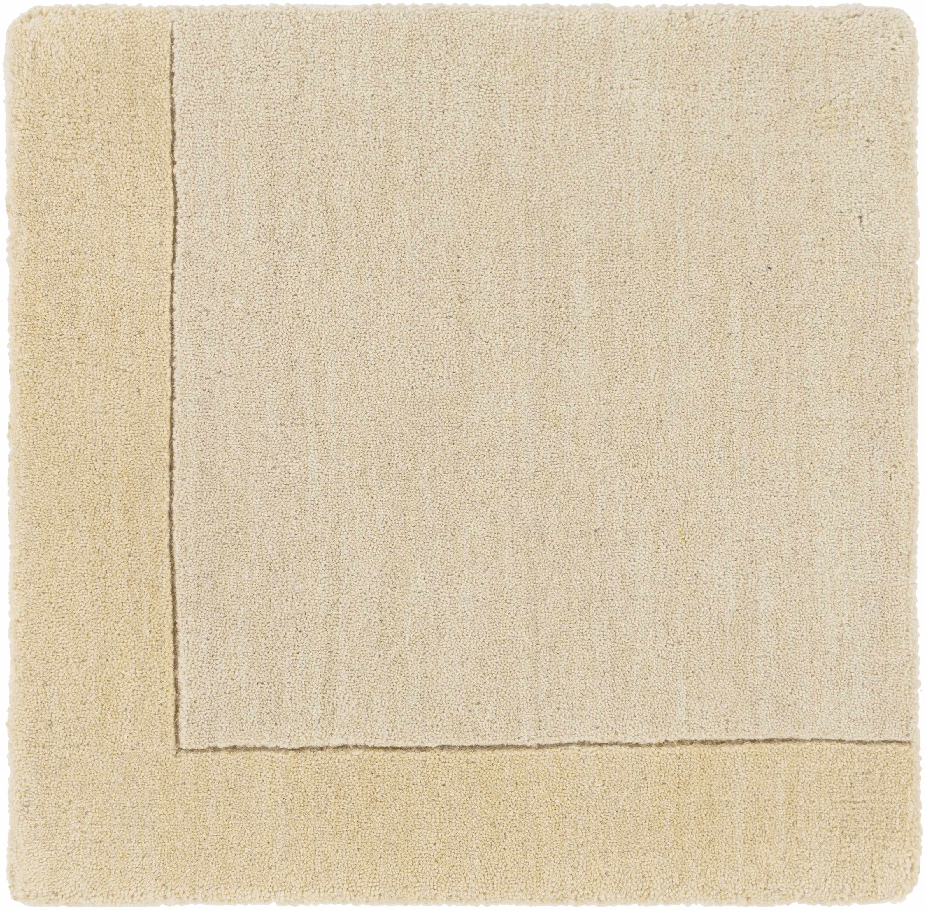 Bordered Solid Beige Wool Rug - Image 3