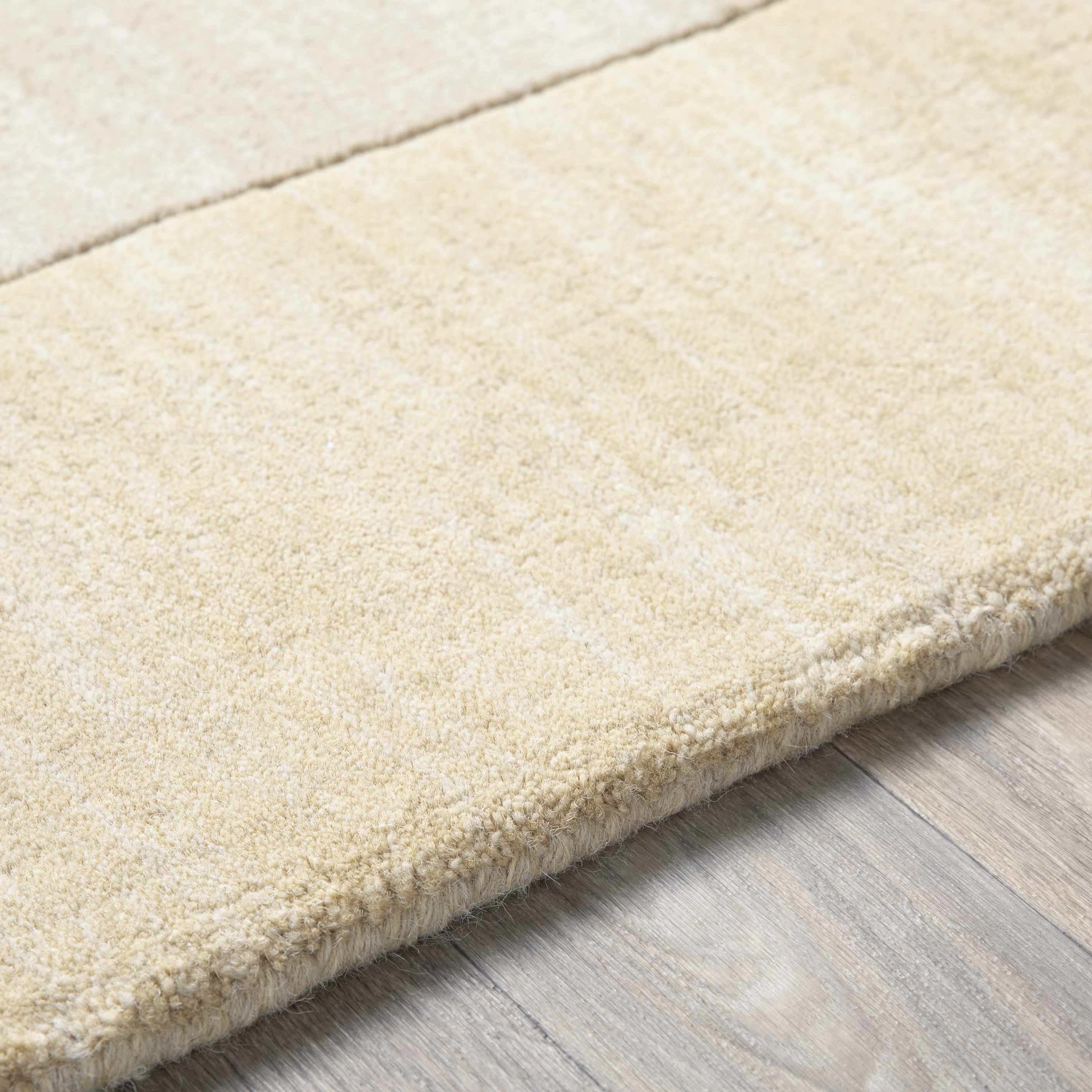 Bordered Solid Beige Wool Rug - Image 8