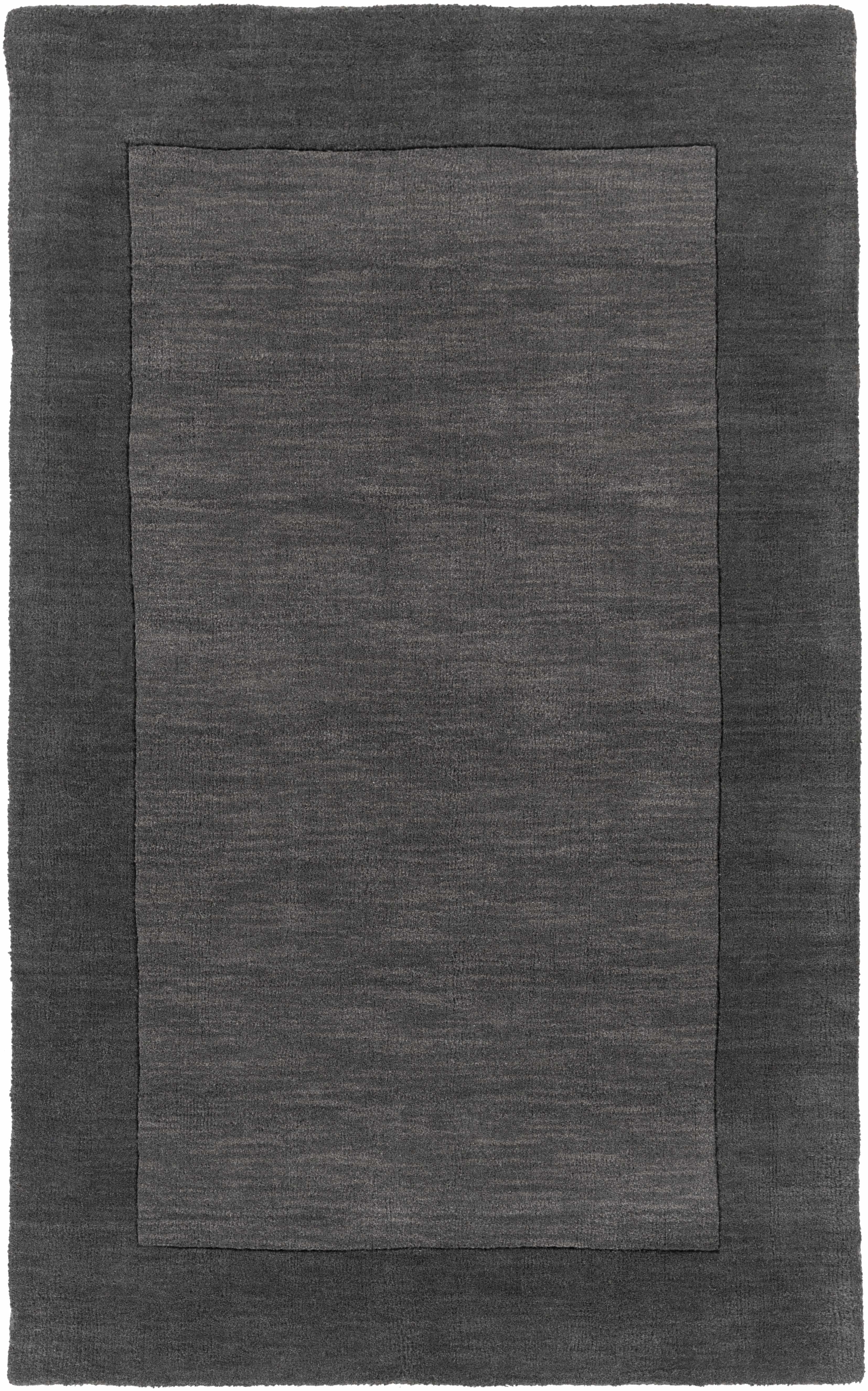 Bordered Solid Black Charcoal Wool Rug - Image 12