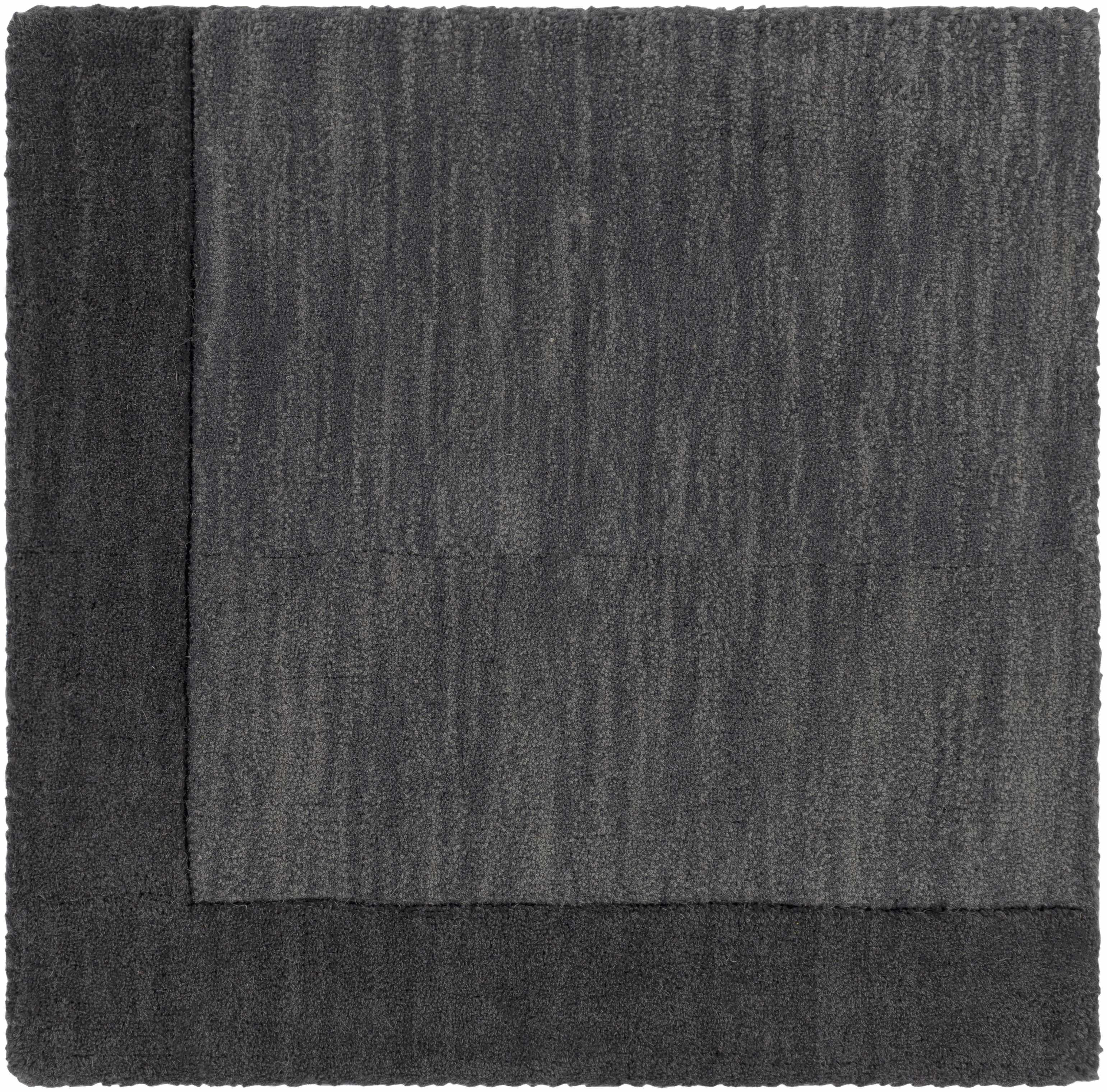 Bordered Solid Black Charcoal Wool Rug - Image 13