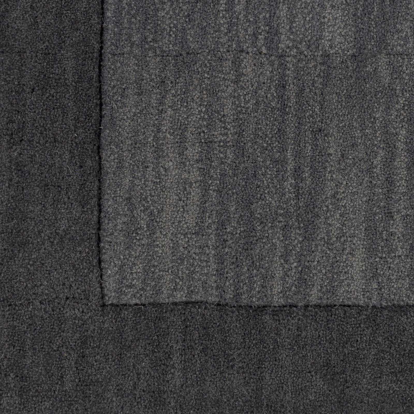 Bordered Solid Black Charcoal Wool Rug - Image 6