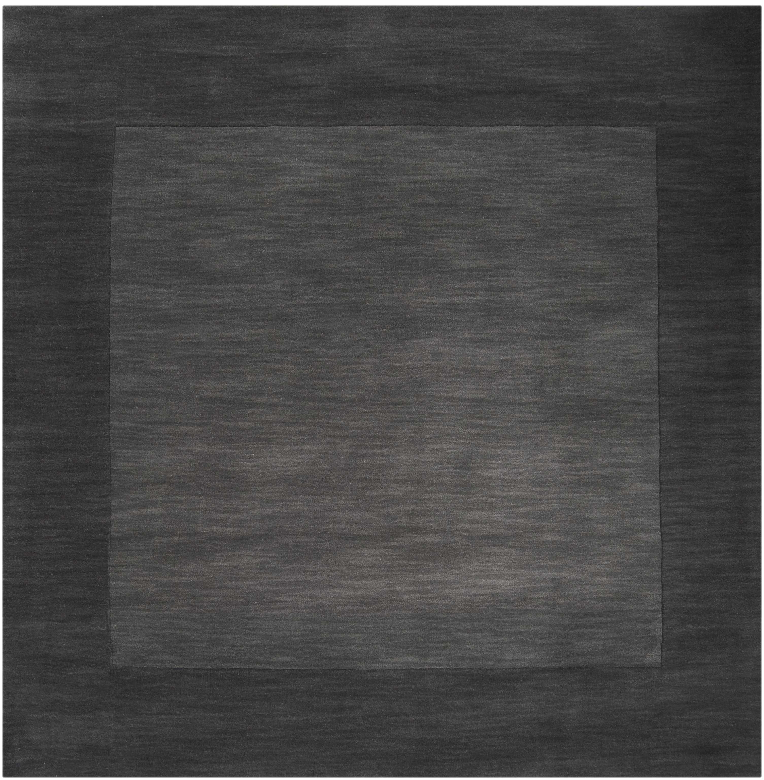 Bordered Solid Black Charcoal Wool Rug - Image 8