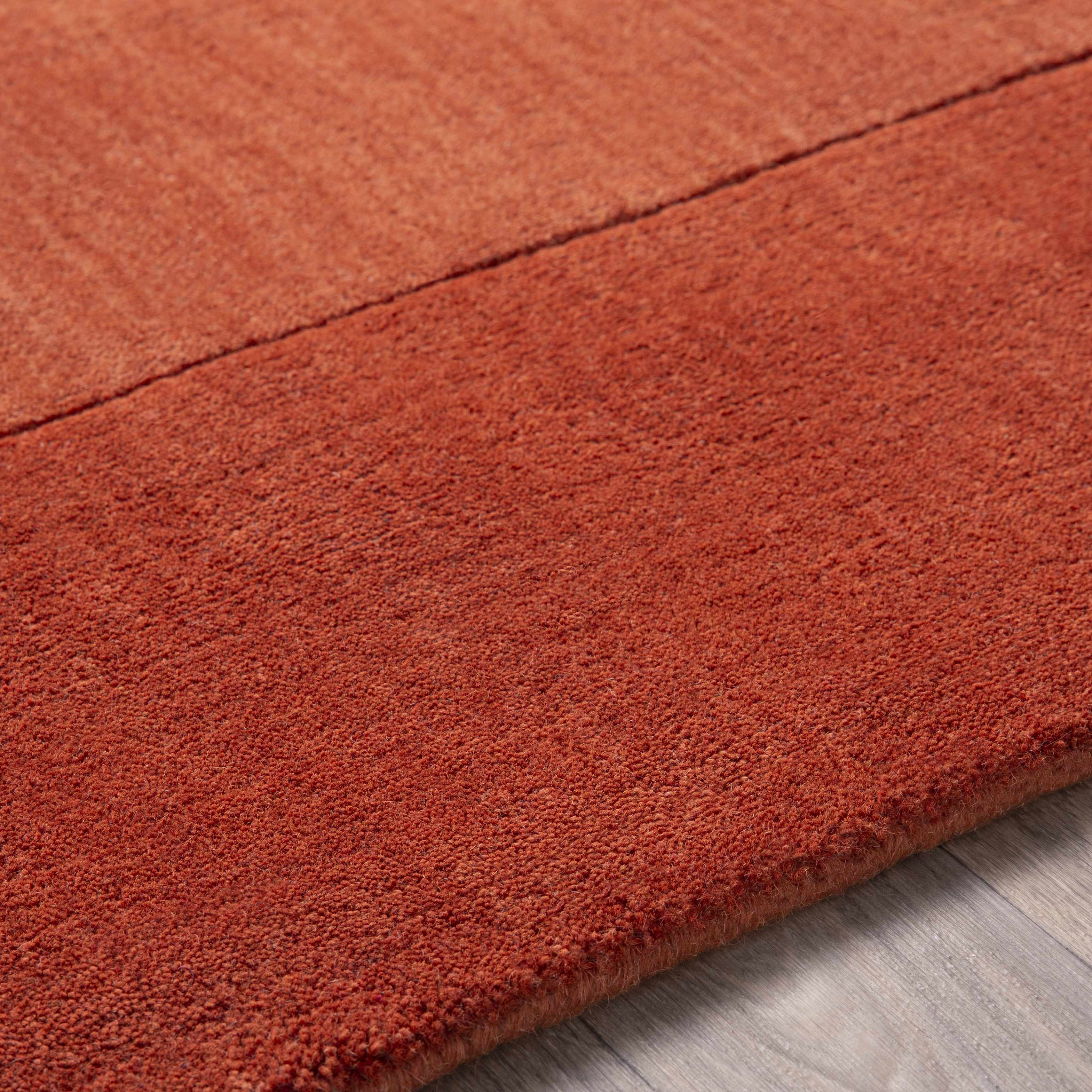 Bordered Solid Brick Red Wool Rug - Image 10