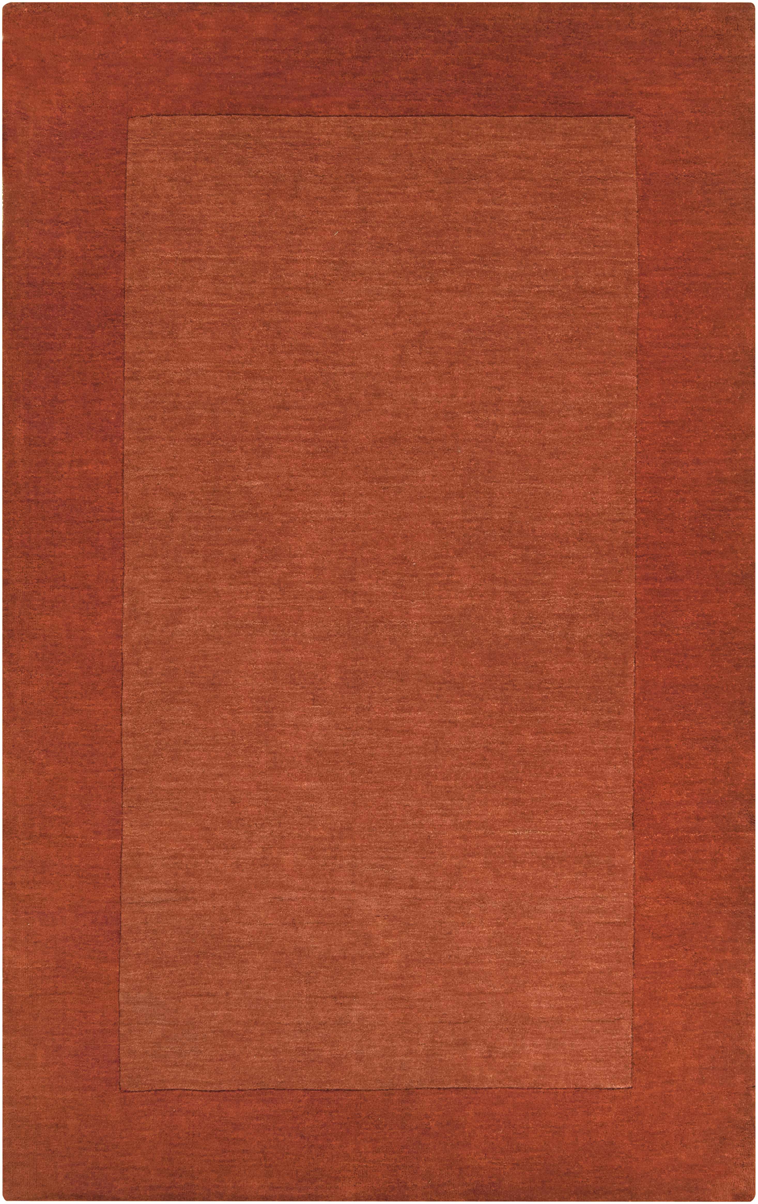Bordered Solid Brick Red Wool Rug - Image 11