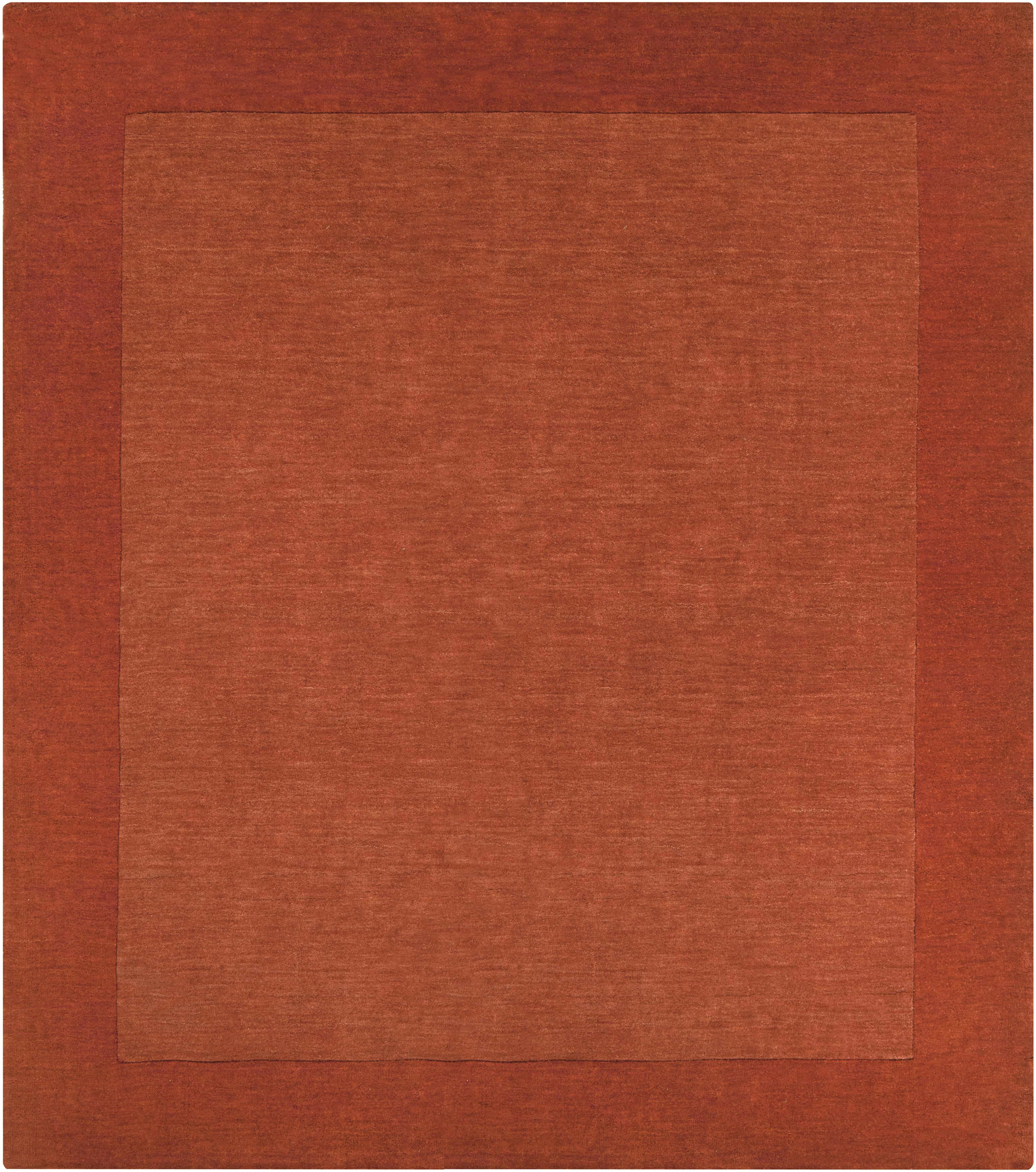 Bordered Solid Brick Red Wool Rug - Image 3