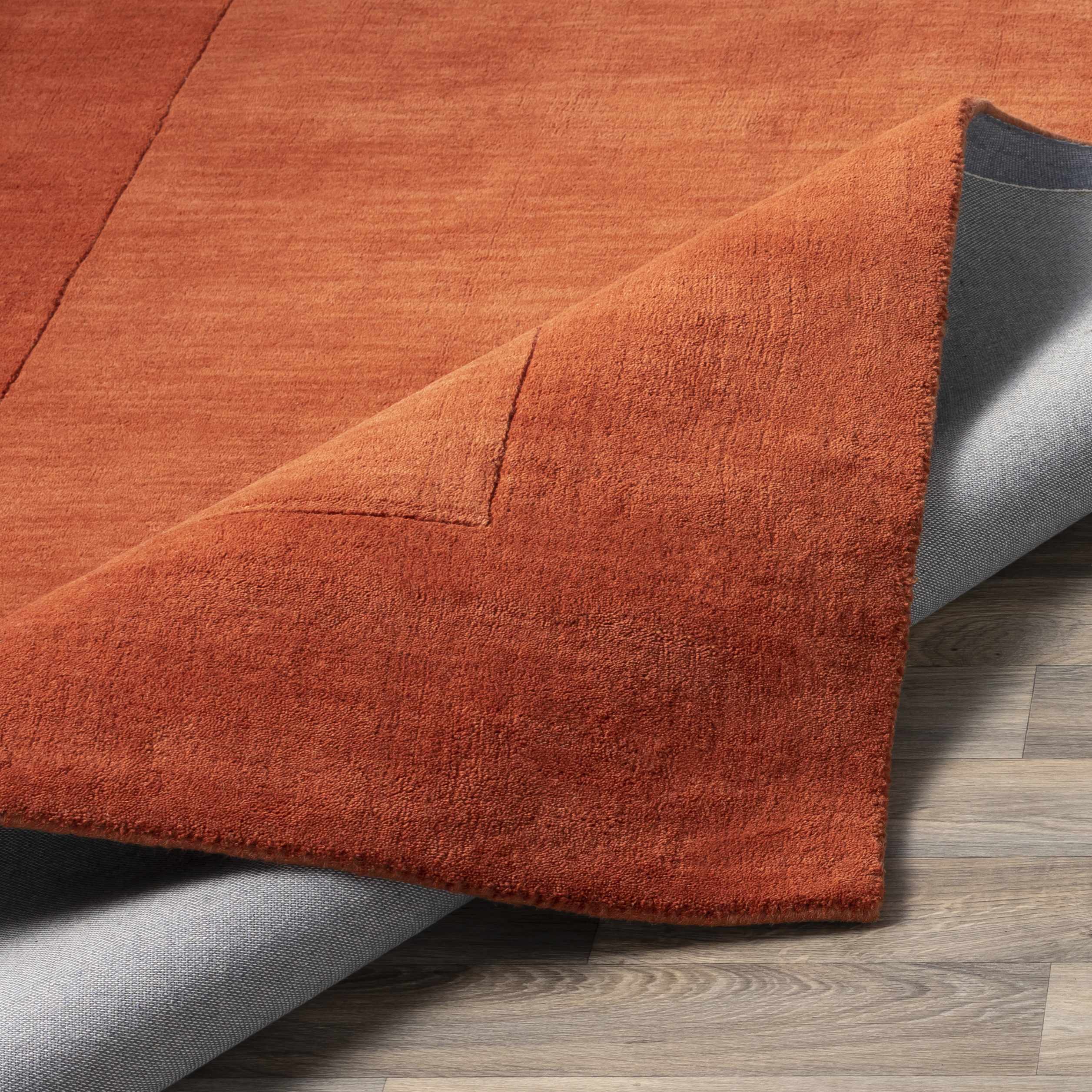 Bordered Solid Brick Red Wool Rug - Image 5