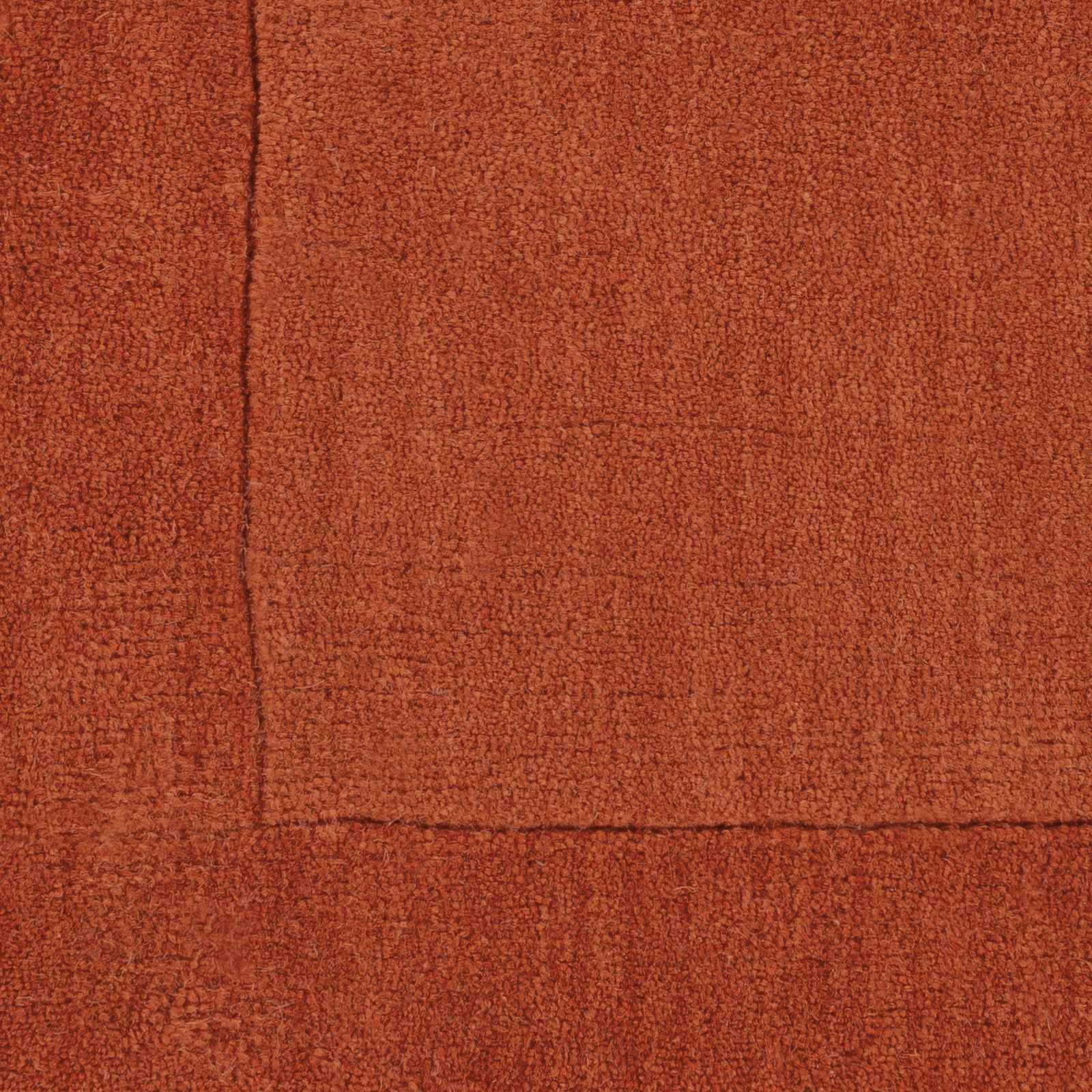 Bordered Solid Brick Red Wool Rug - Image 6