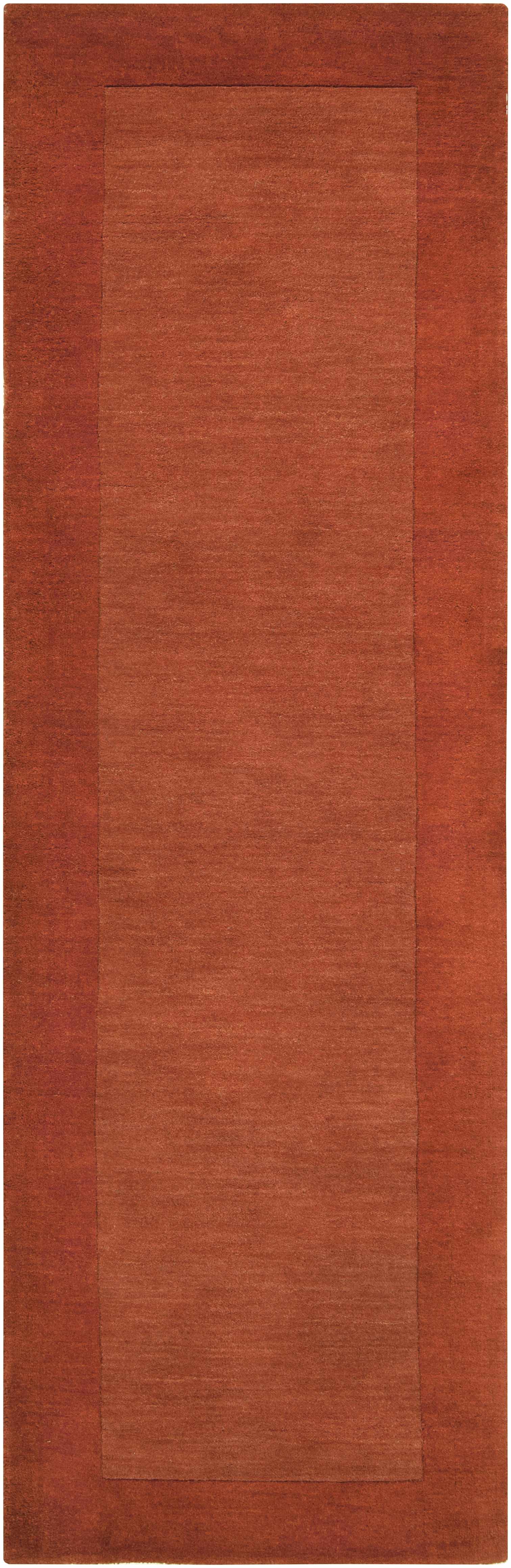 Bordered Solid Brick Red Wool Rug - Image 7