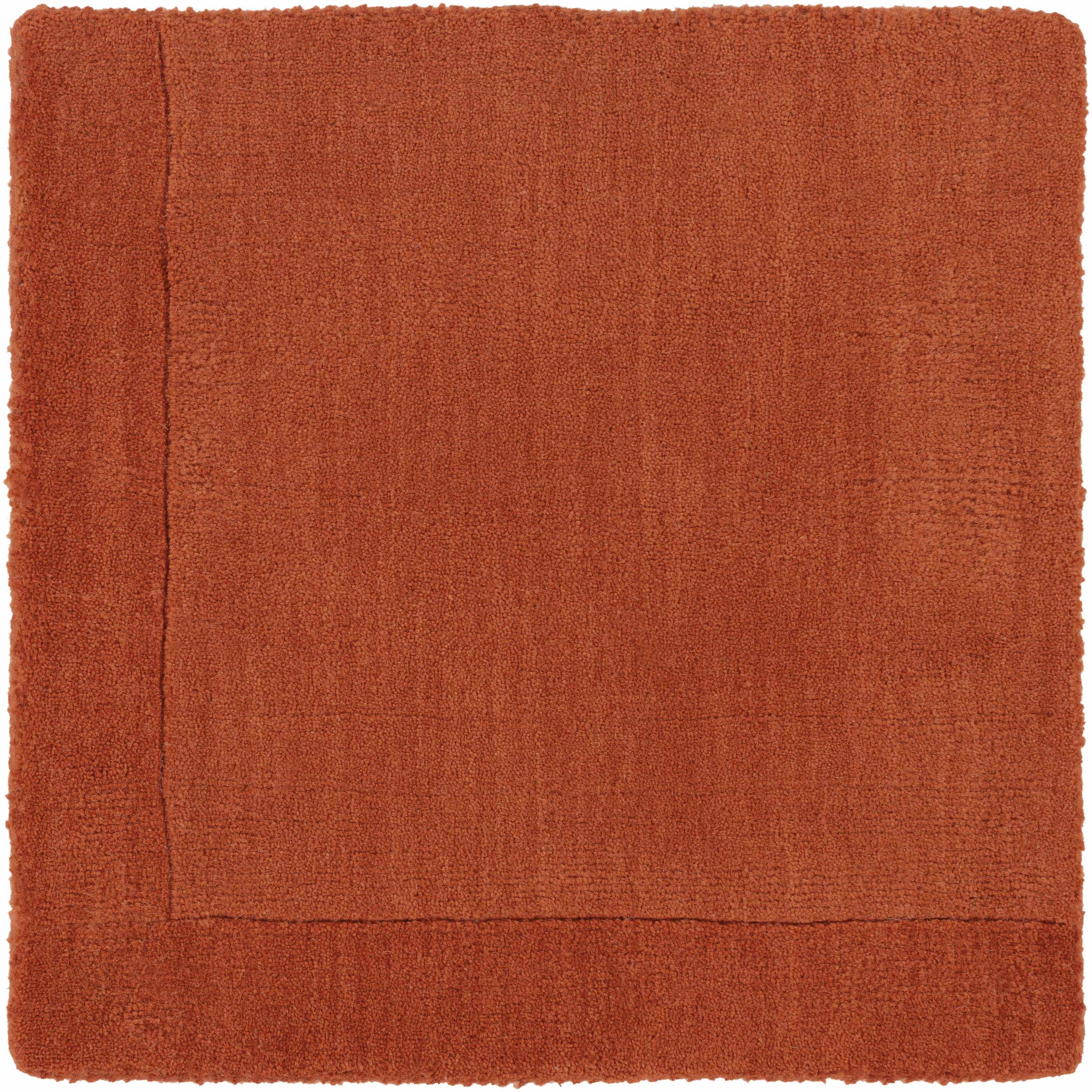 Bordered Solid Brick Red Wool Rug - Image 8