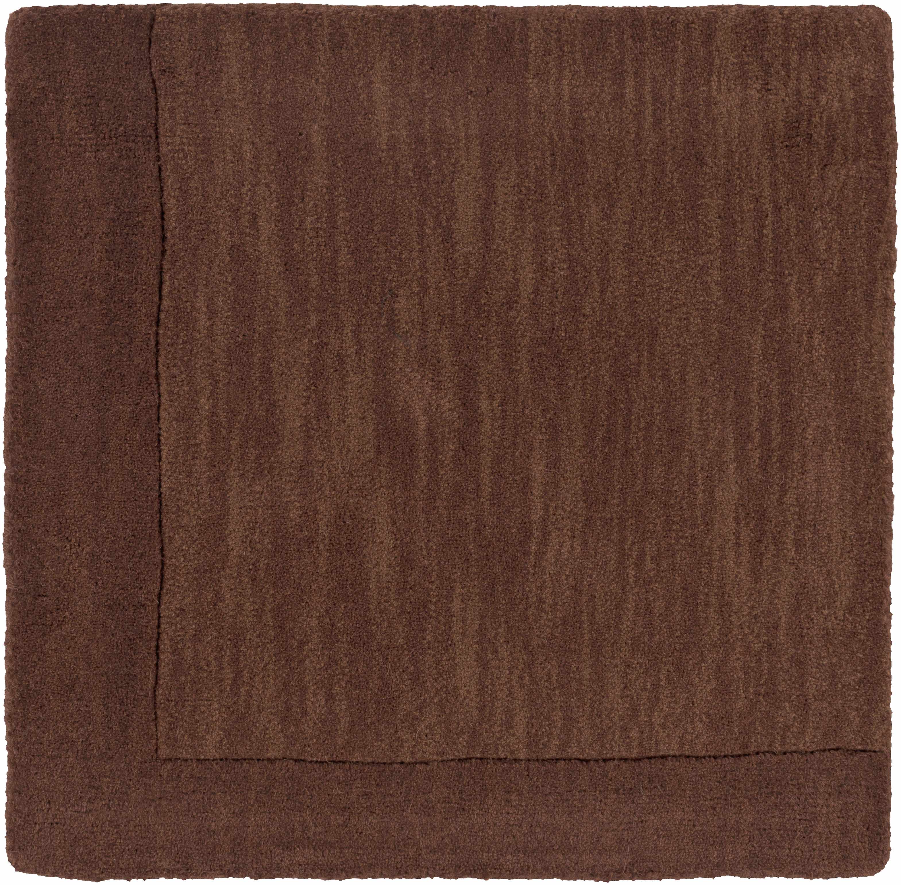 Bordered Solid Brown Wool Rug - Image 10
