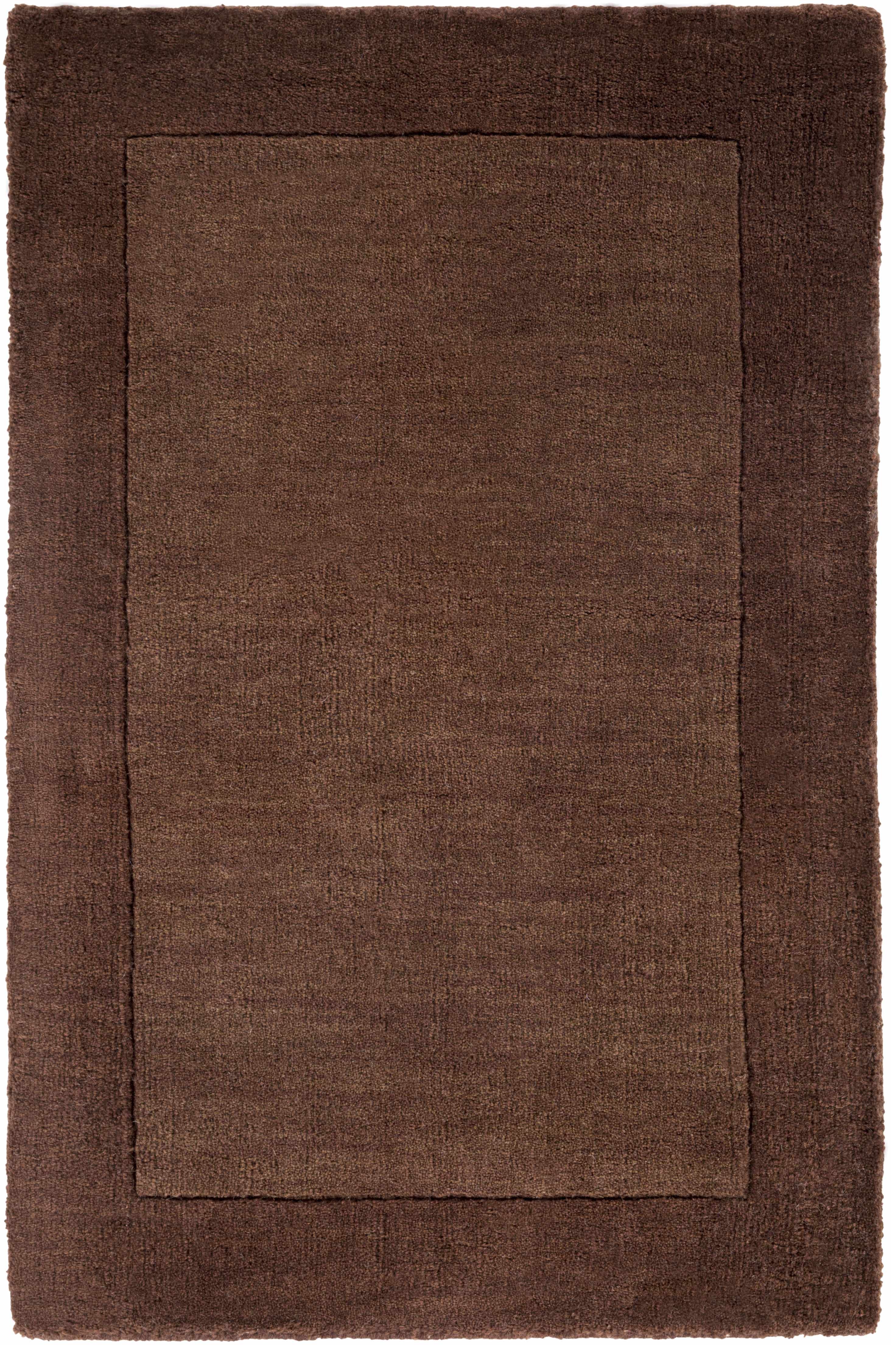 Bordered Solid Brown Wool Rug - Image 11