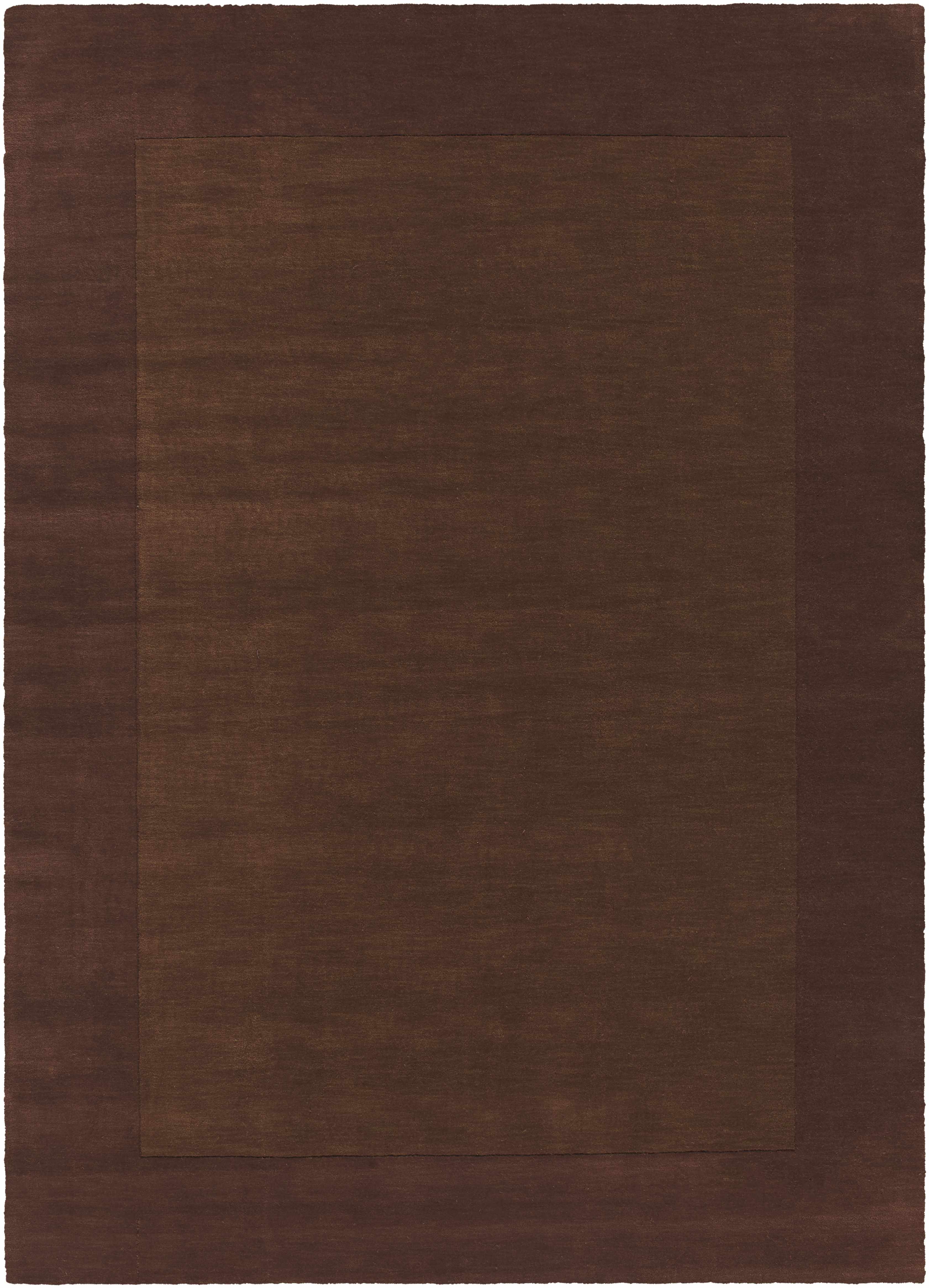 Bordered Solid Brown Wool Rug - Image 13