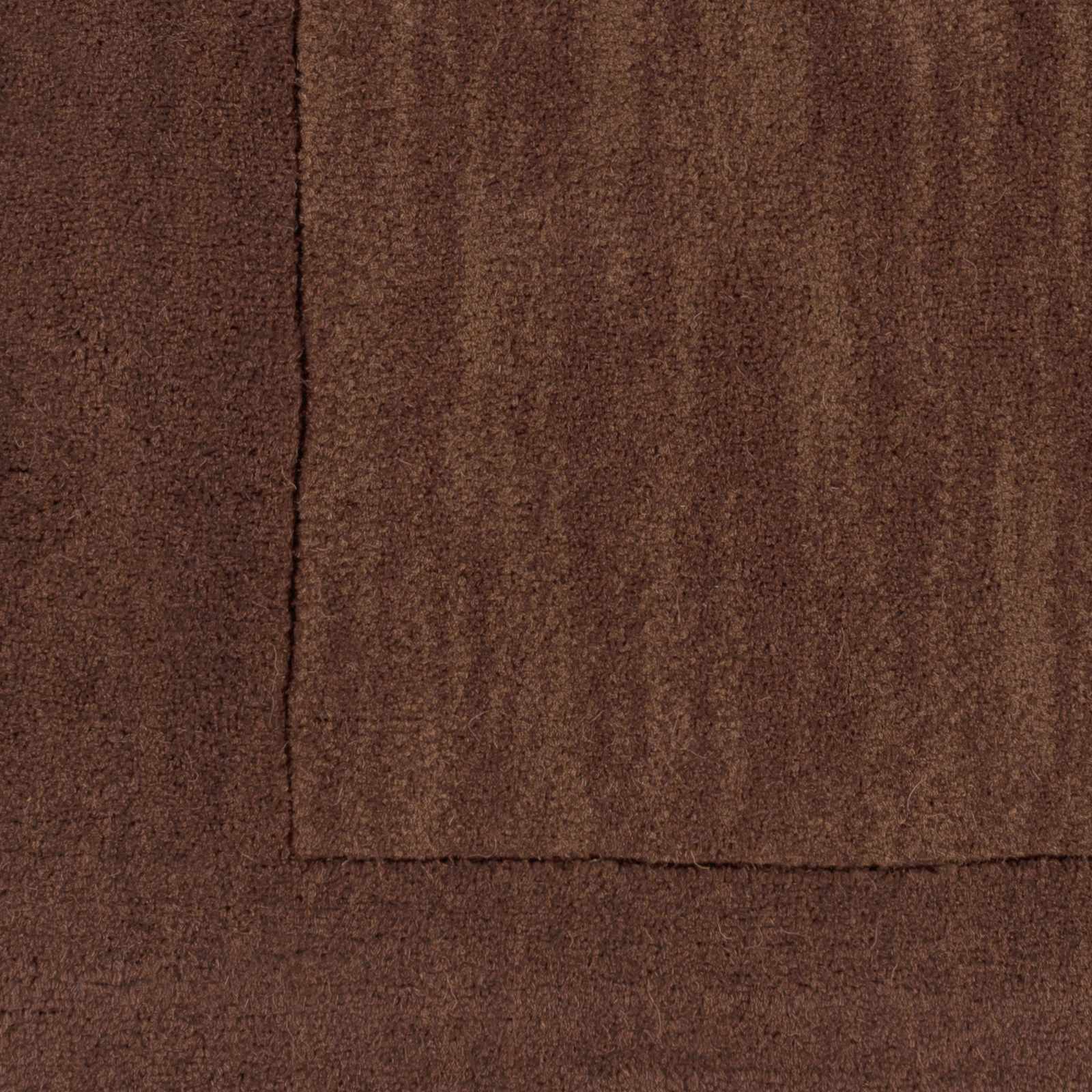 Bordered Solid Brown Wool Rug - Image 4