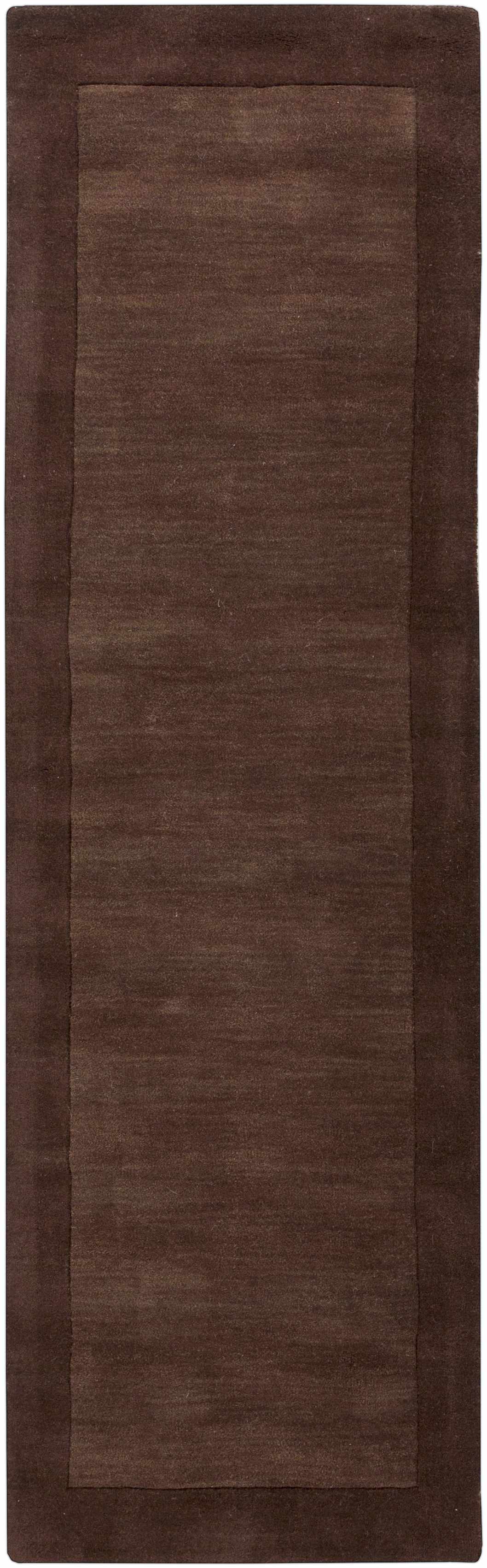 Bordered Solid Brown Wool Rug - Image 5