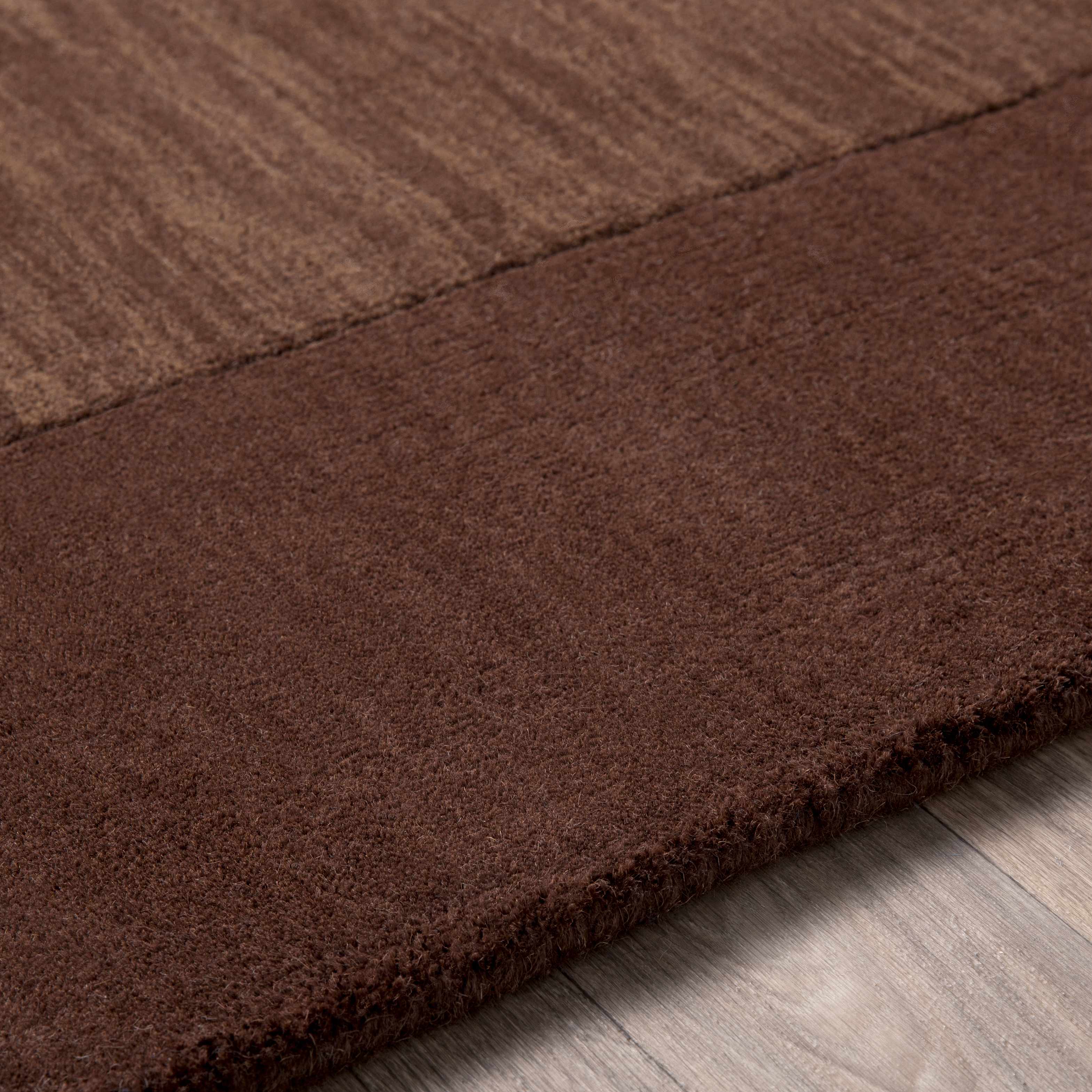 Bordered Solid Brown Wool Rug - Image 8