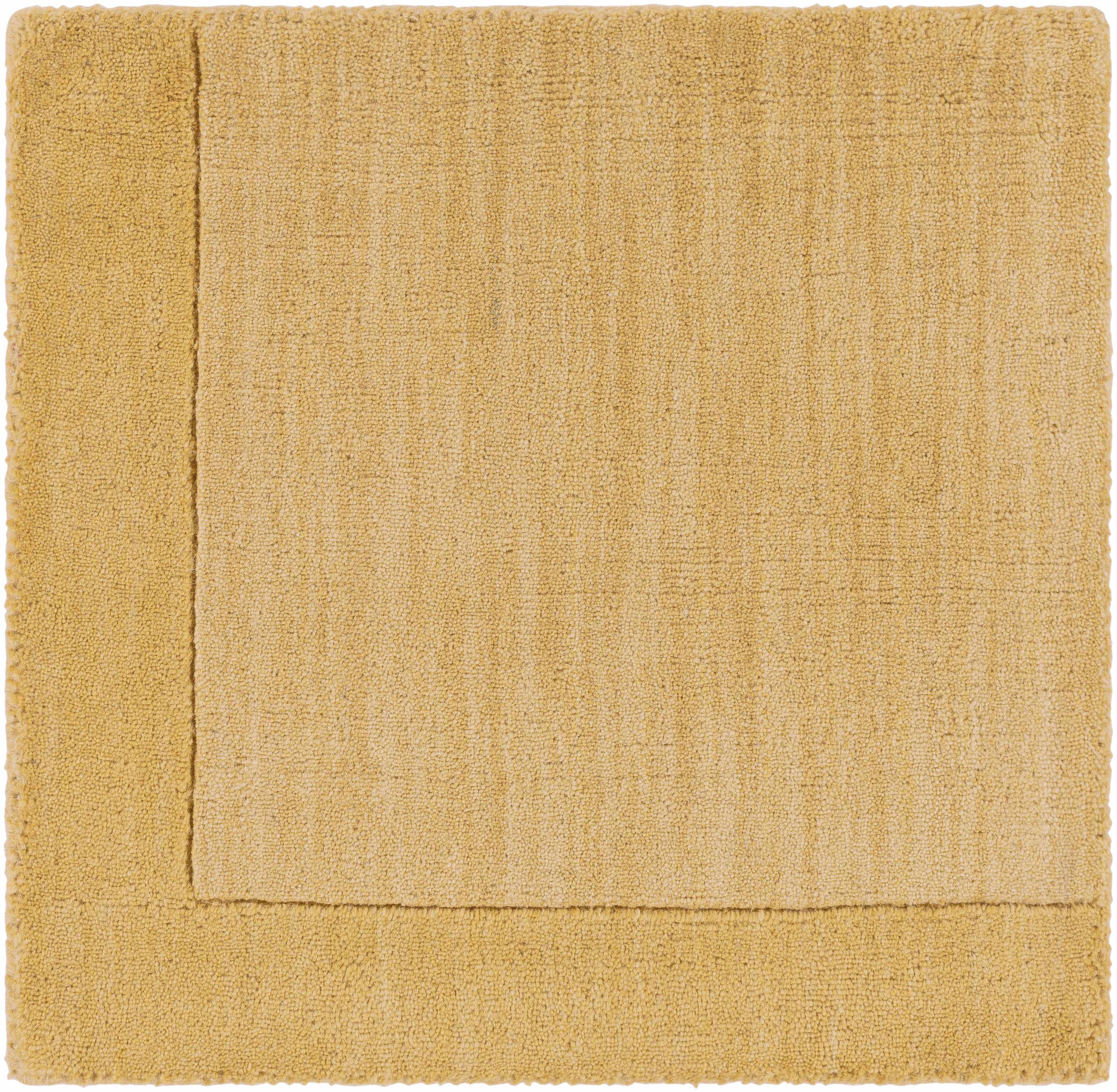 Bordered Solid Camel Yellow Wool Rug - Image 10