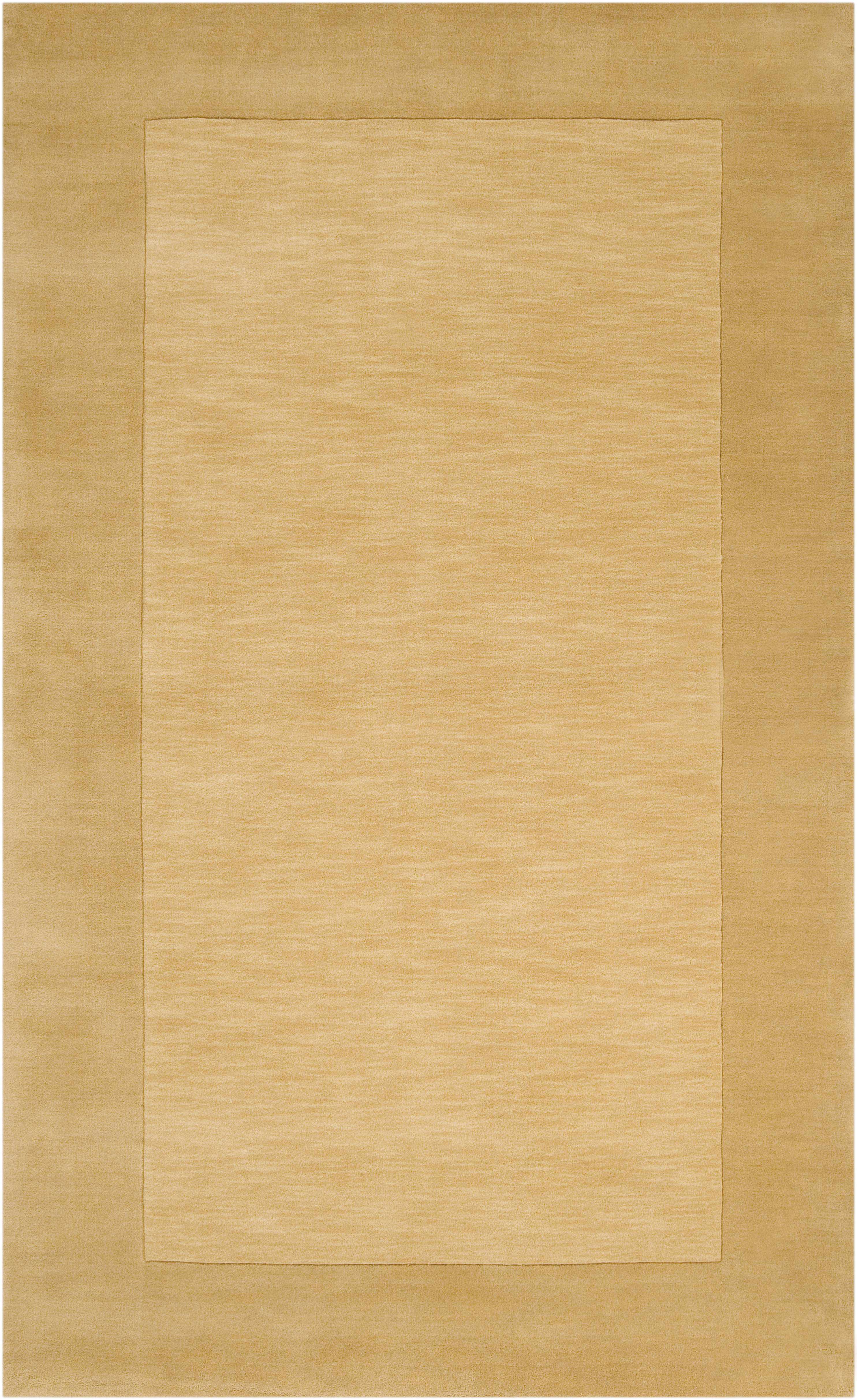 Bordered Solid Camel Yellow Wool Rug - Image 11