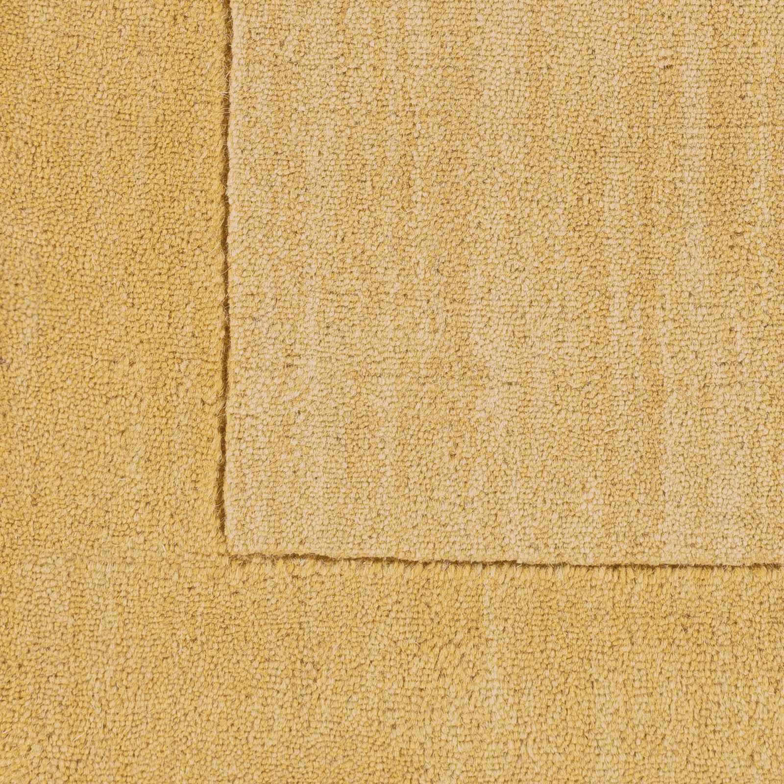 Bordered Solid Camel Yellow Wool Rug - Image 5