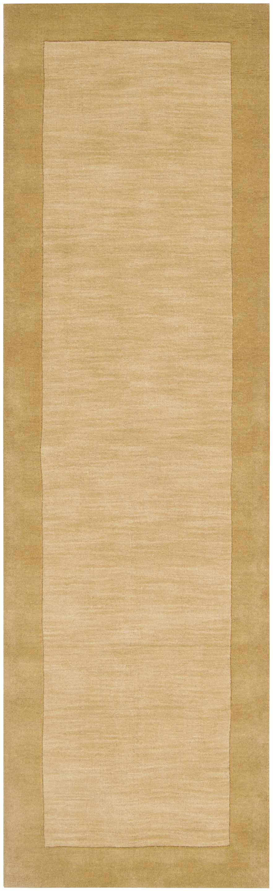 Bordered Solid Camel Yellow Wool Rug - Image 6