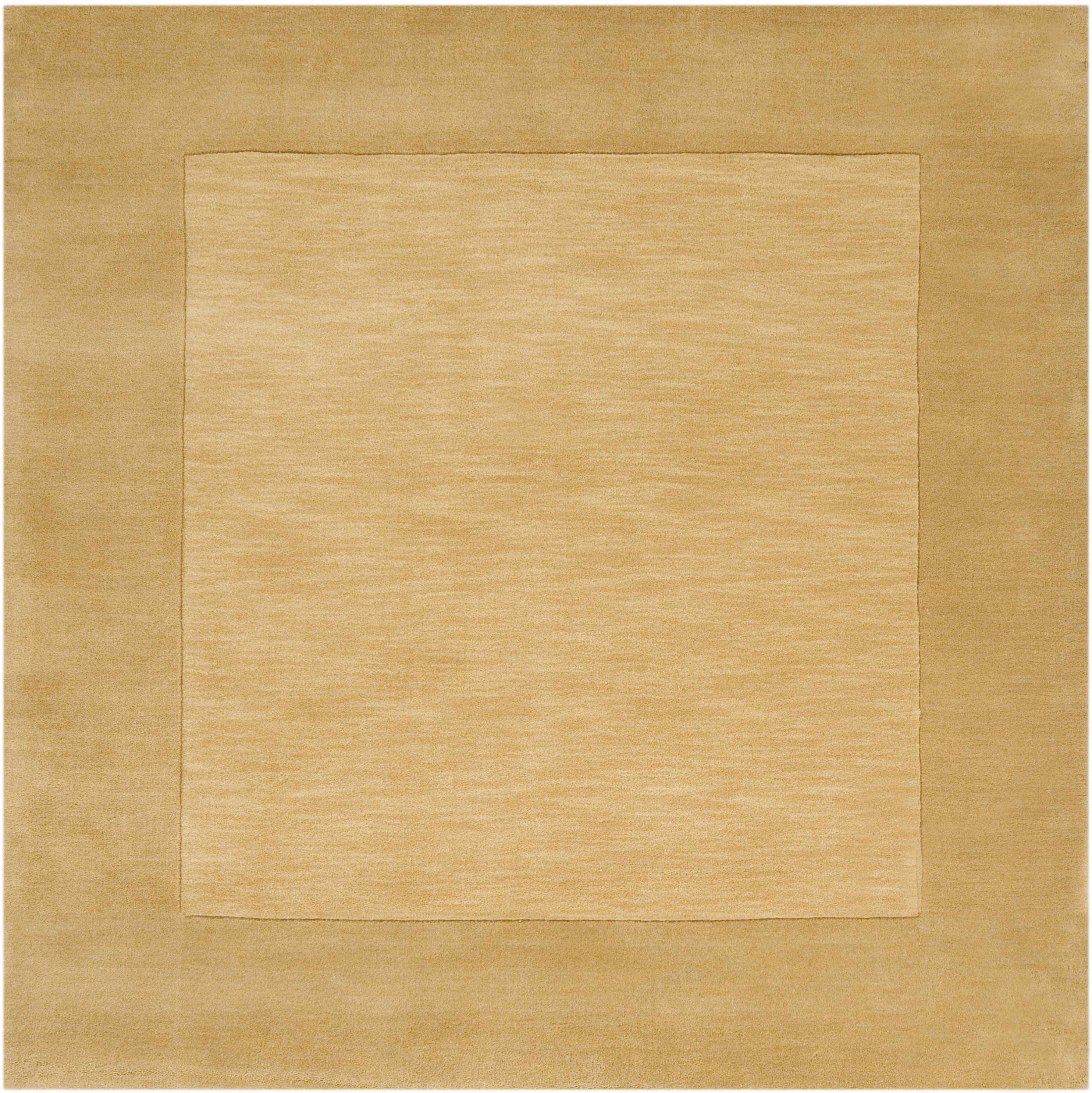 Bordered Solid Camel Yellow Wool Rug - Image 7
