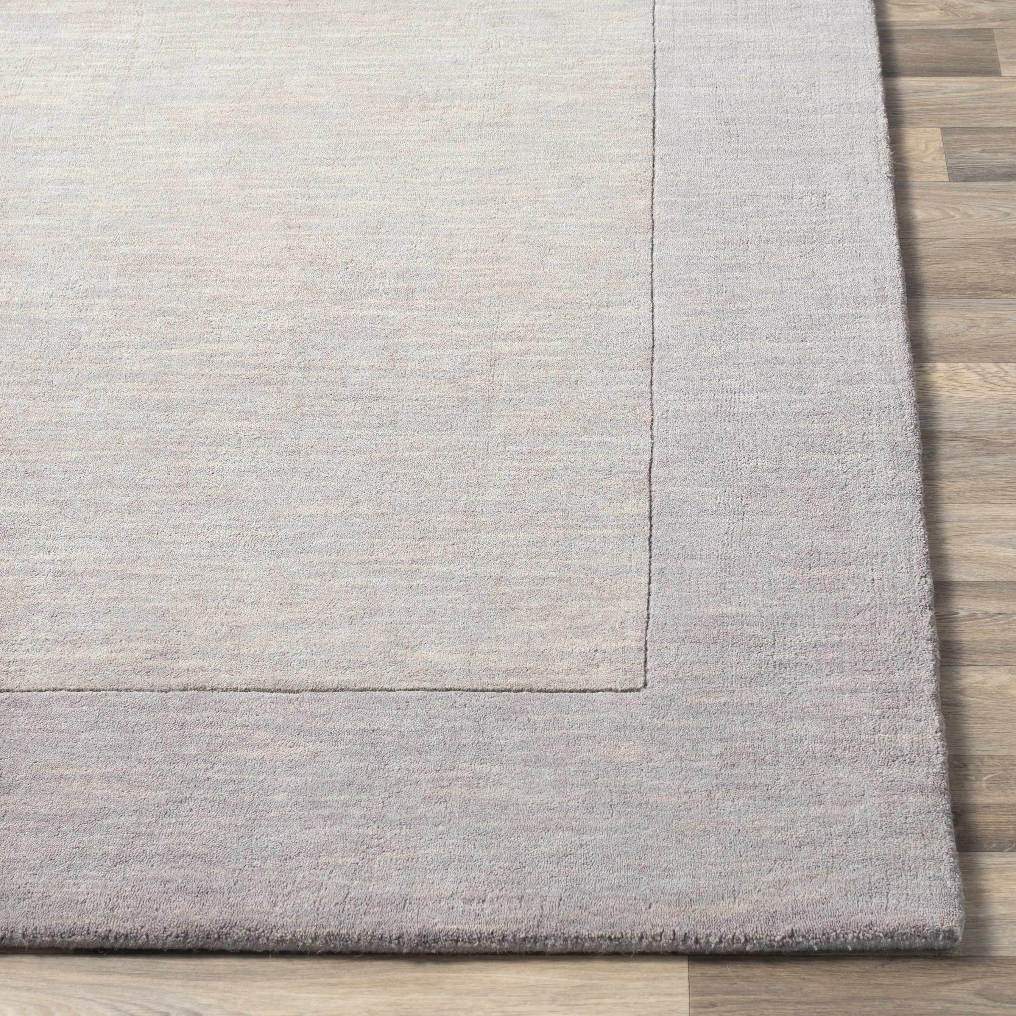 Bordered Solid Gray Wool Rug - Image 10
