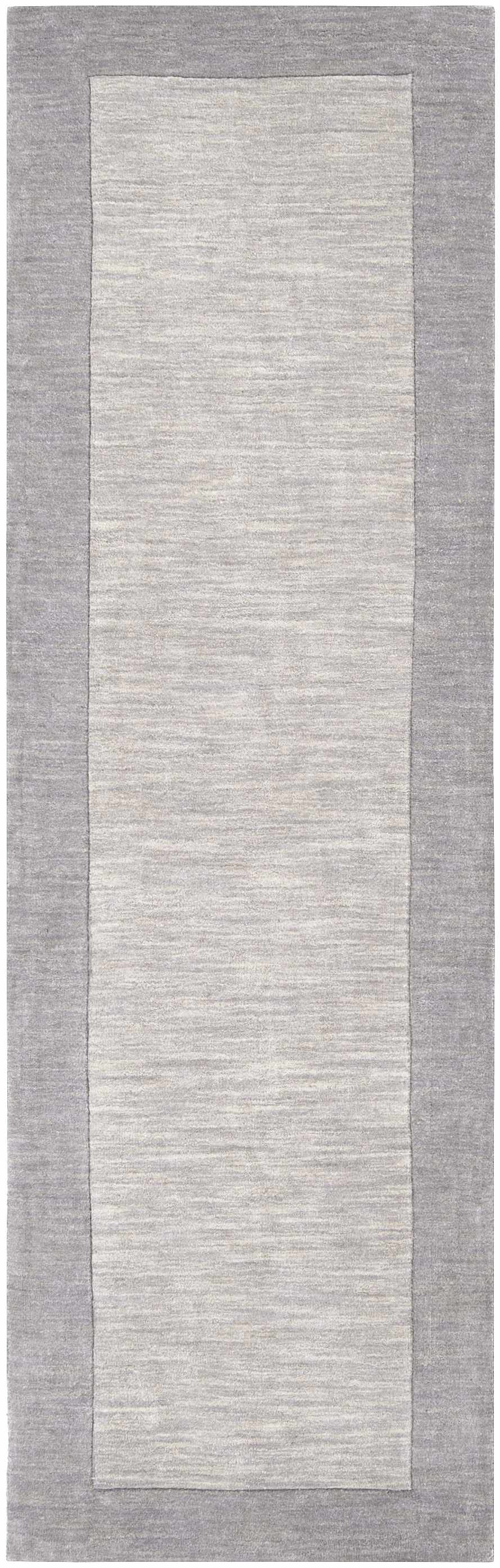 Bordered Solid Gray Wool Rug - Image 11