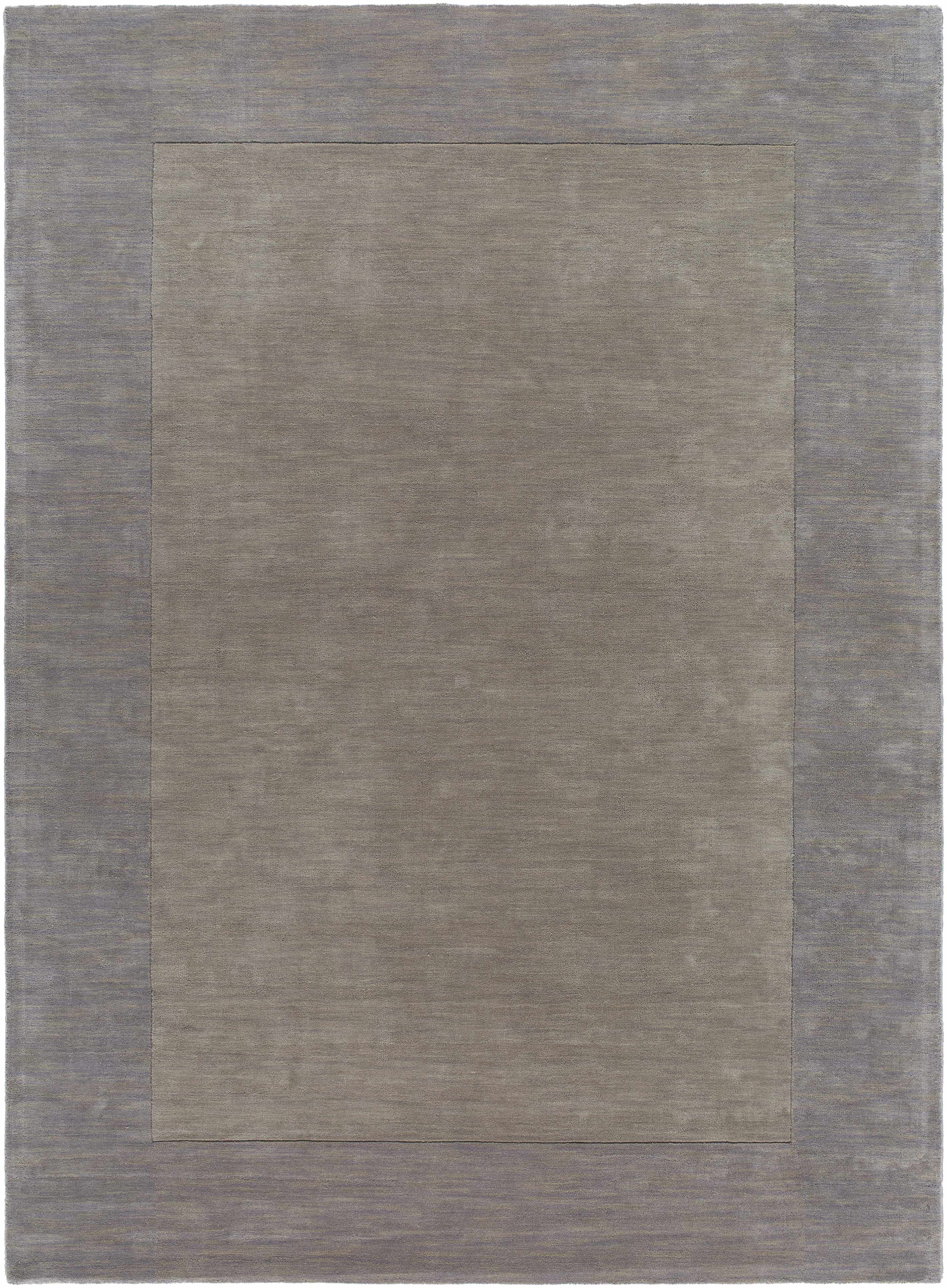Bordered Solid Gray Wool Rug - Image 14