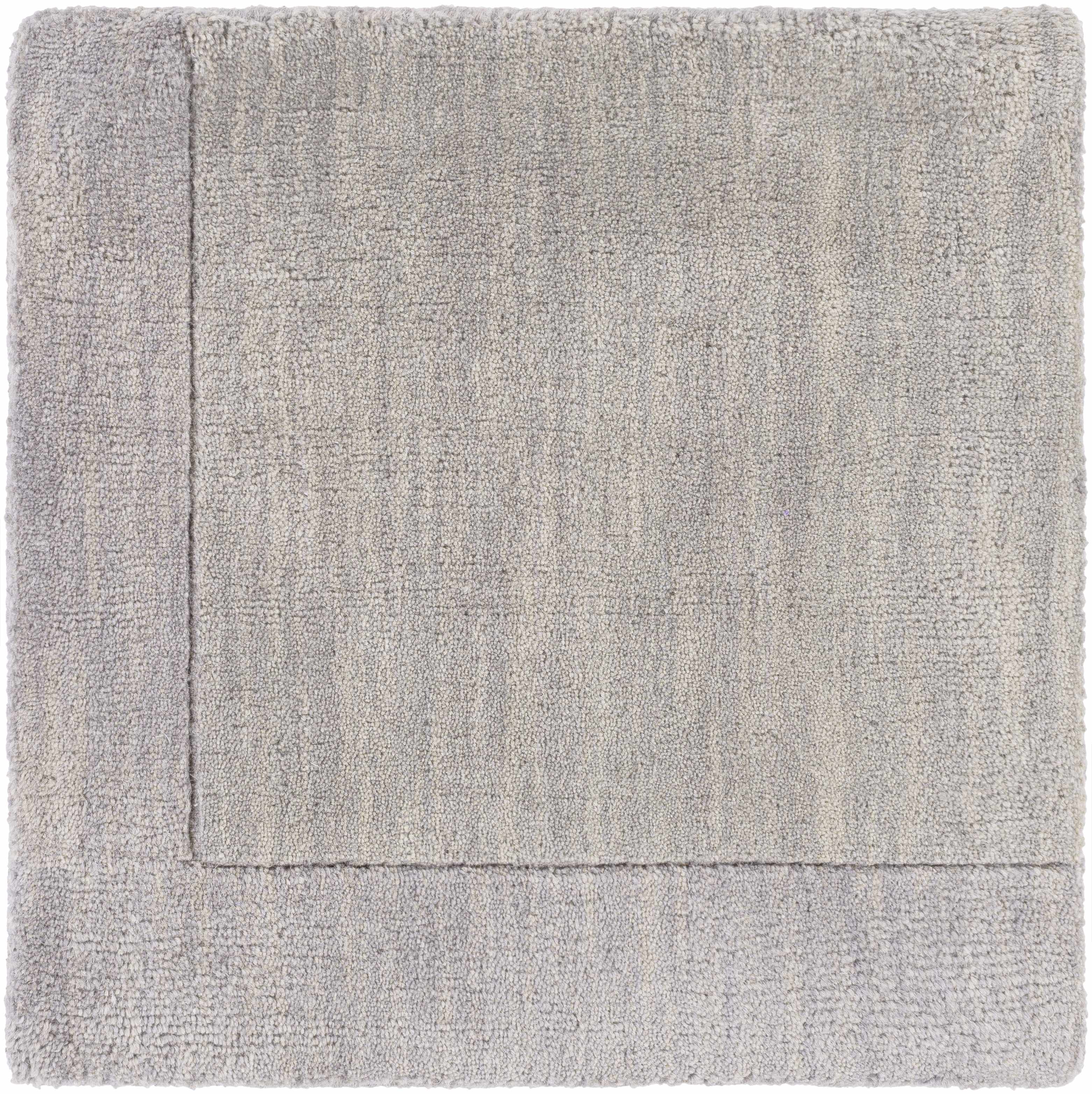 Bordered Solid Gray Wool Rug - Image 3