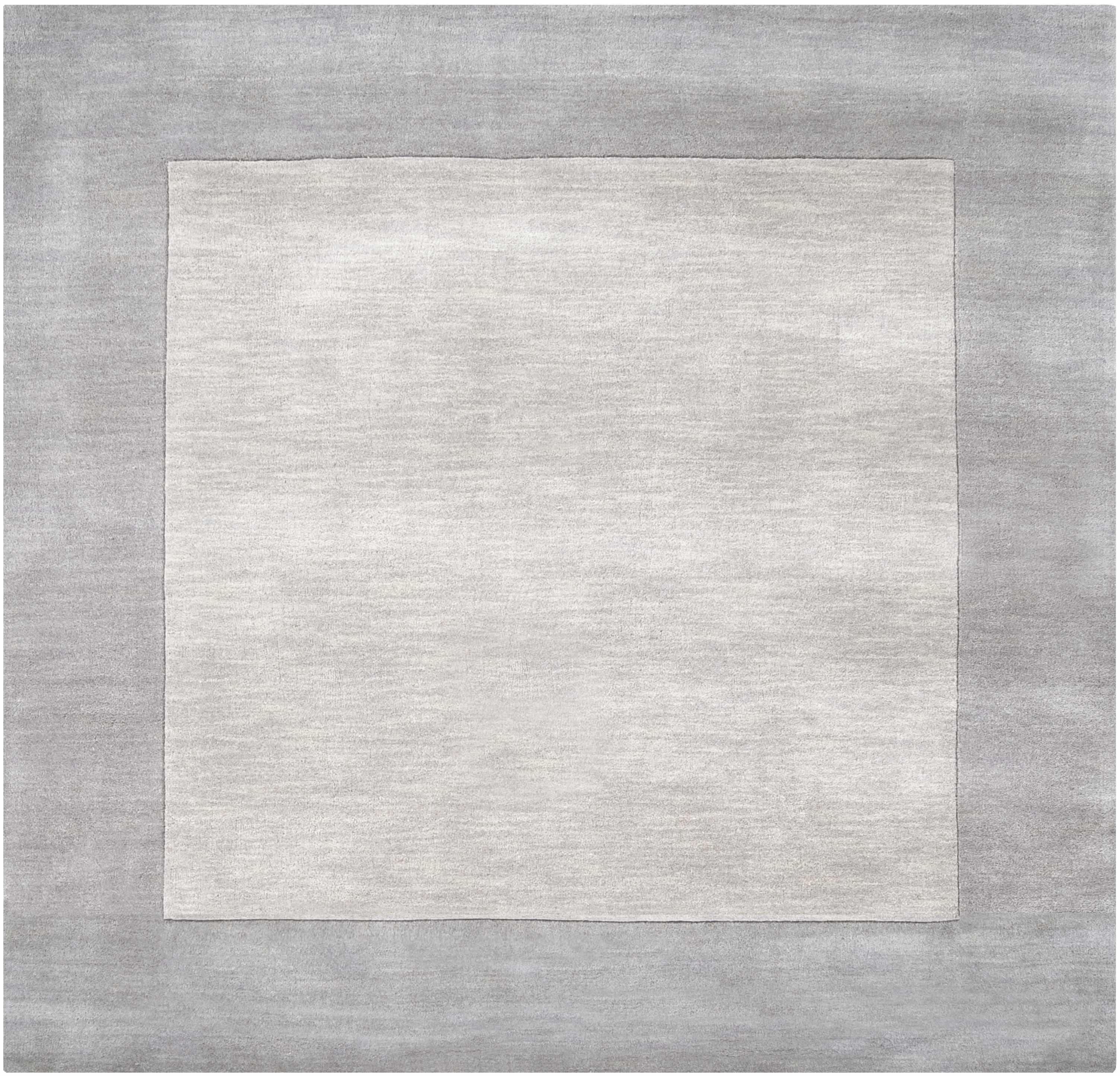Bordered Solid Gray Wool Rug - Image 4