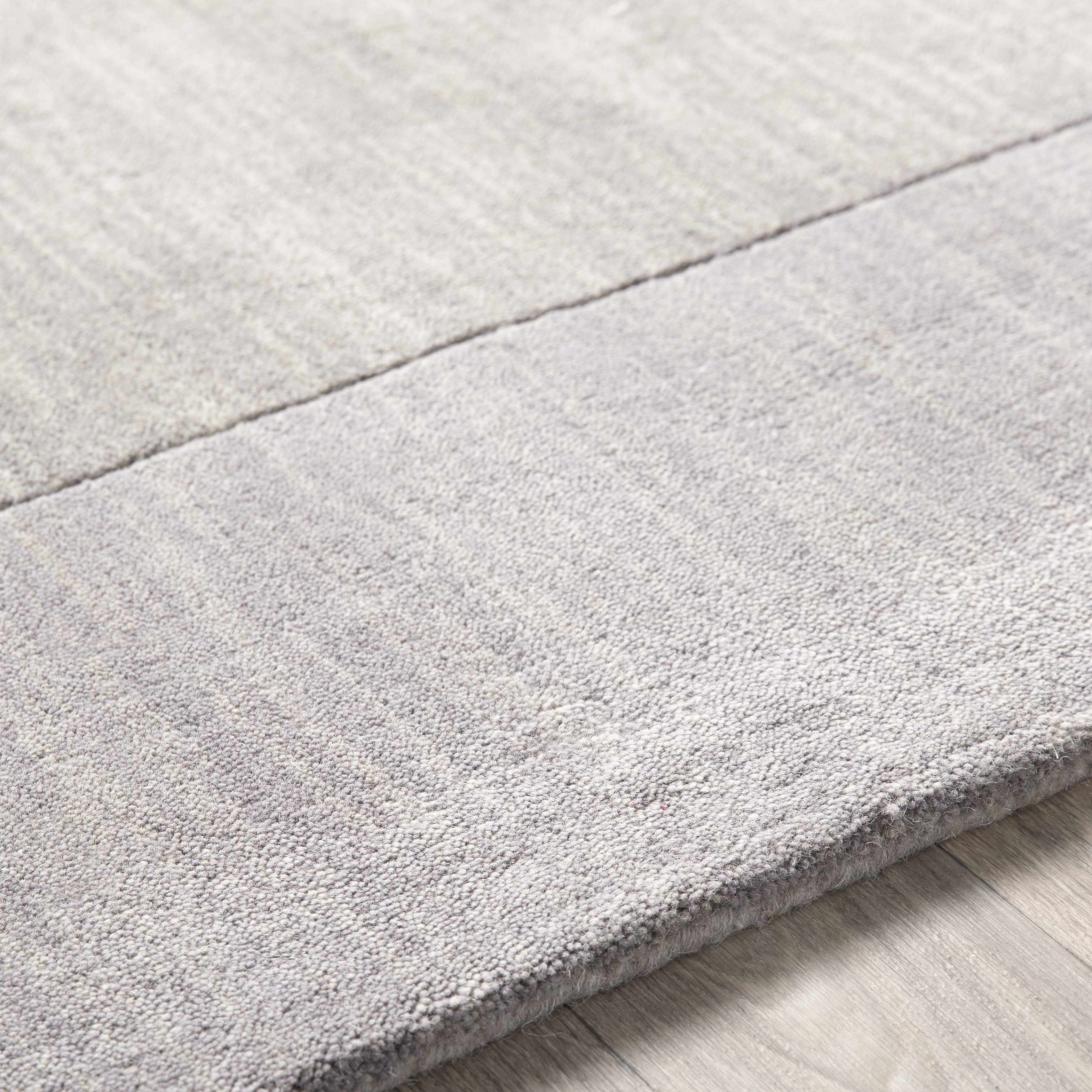 Bordered Solid Gray Wool Rug - Image 7