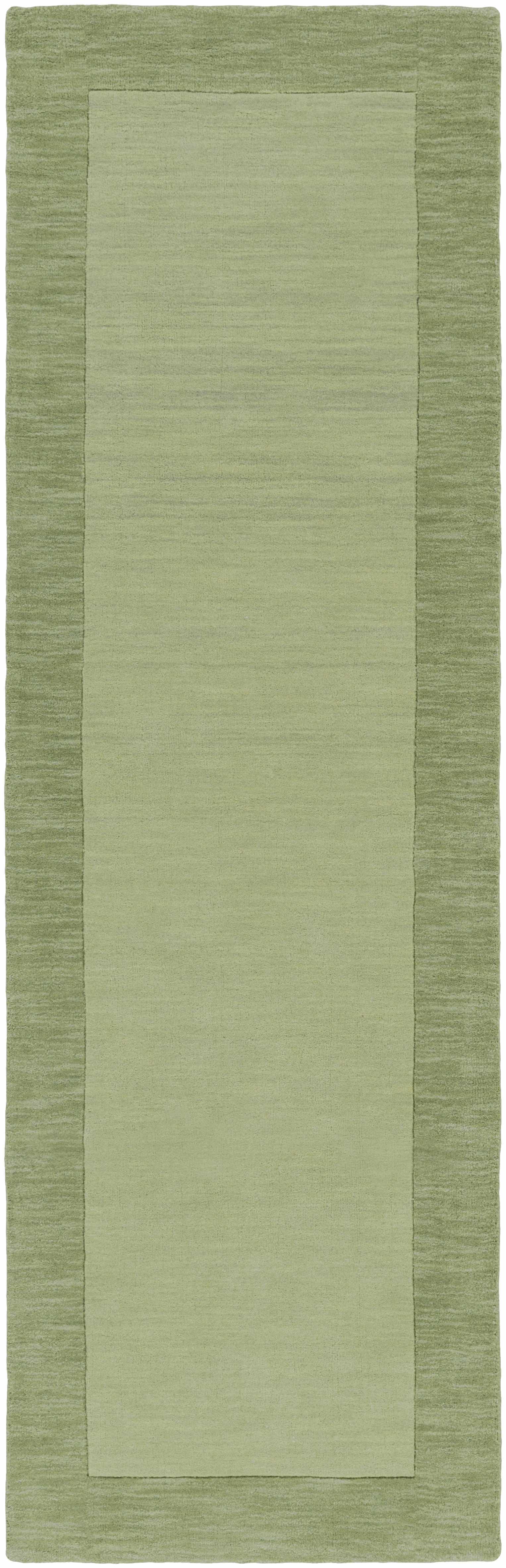 Bordered Solid Green Wool Rug - Image 10