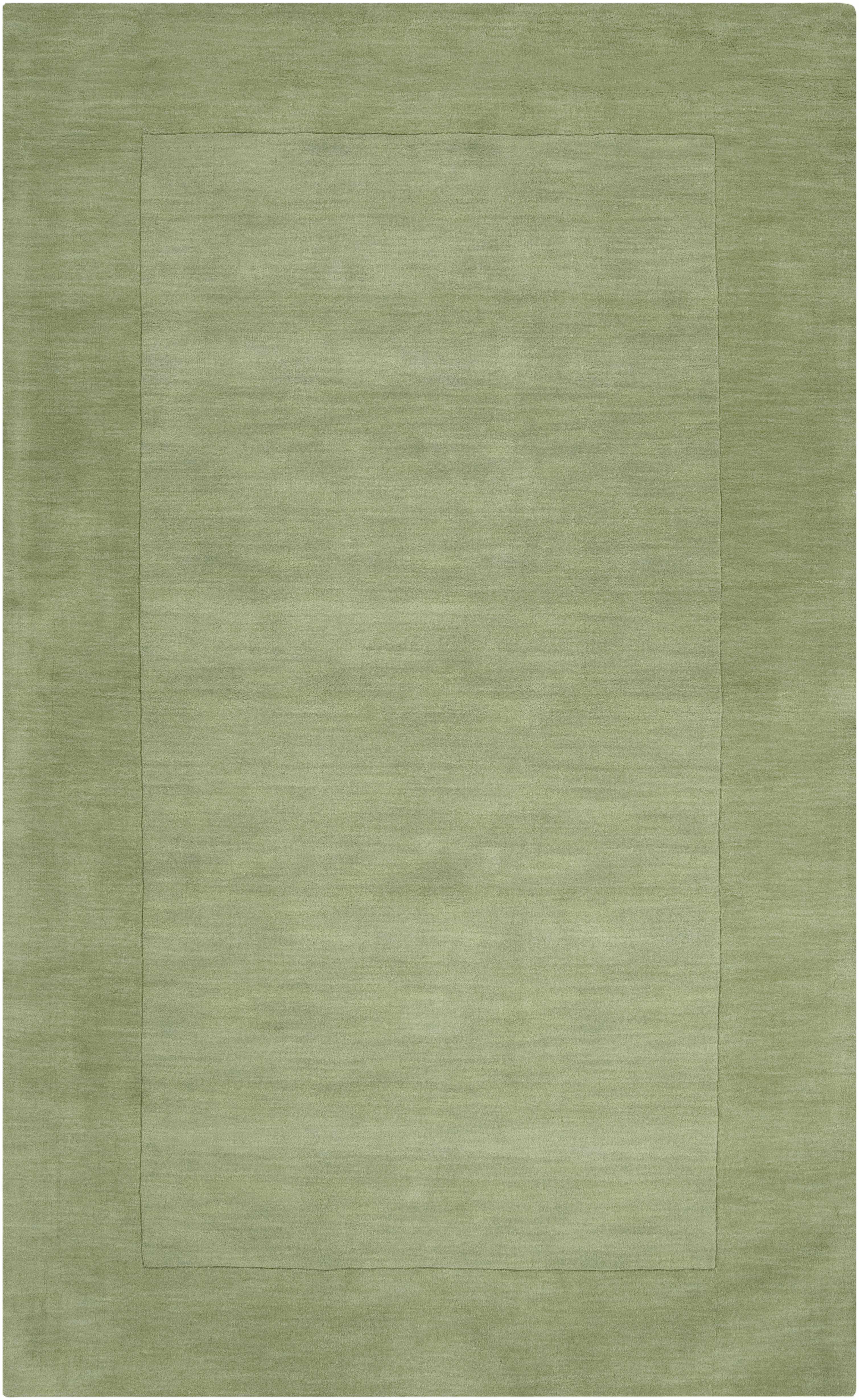 Bordered Solid Green Wool Rug - Image 11