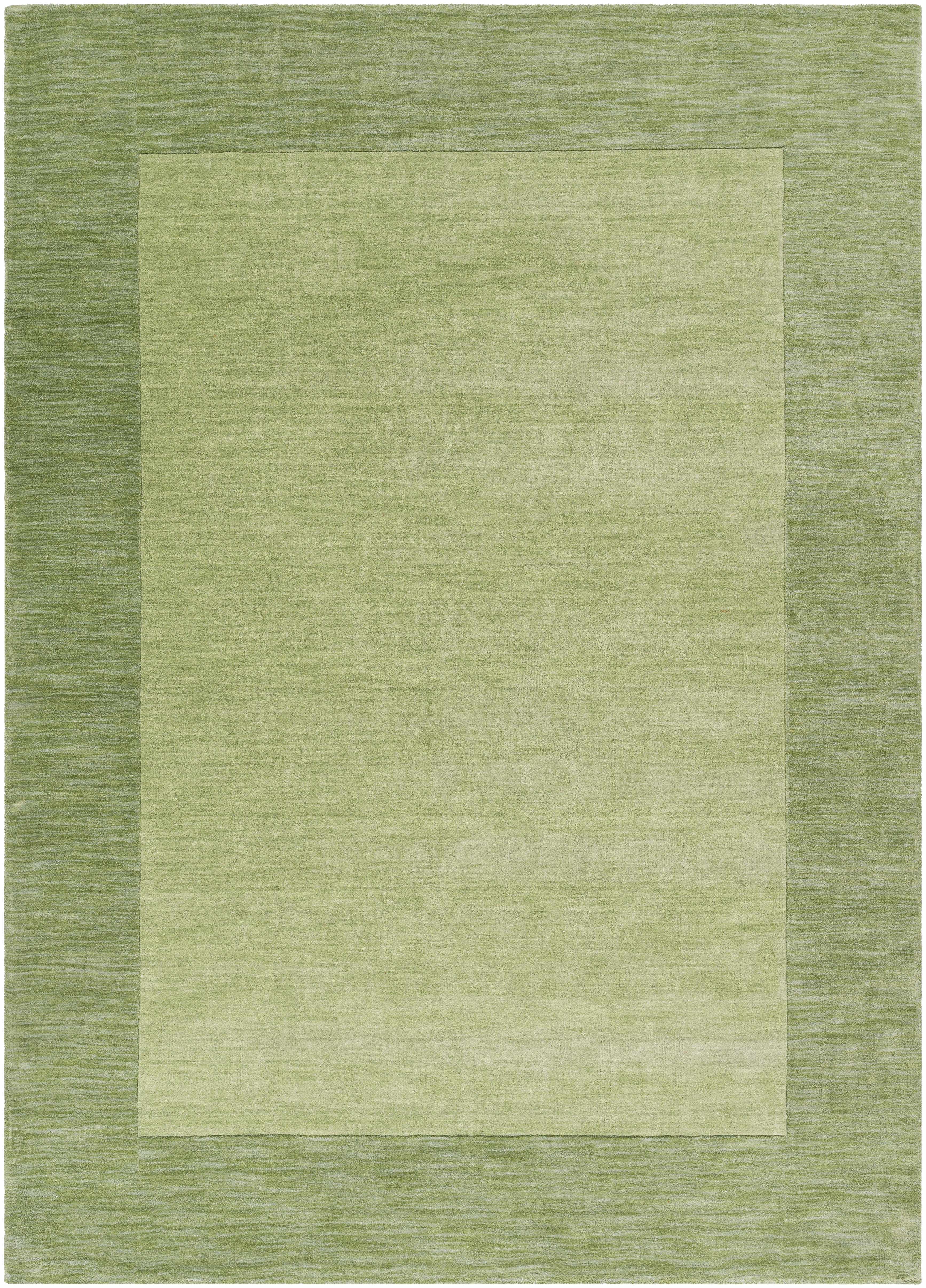 Bordered Solid Green Wool Rug - Image 12