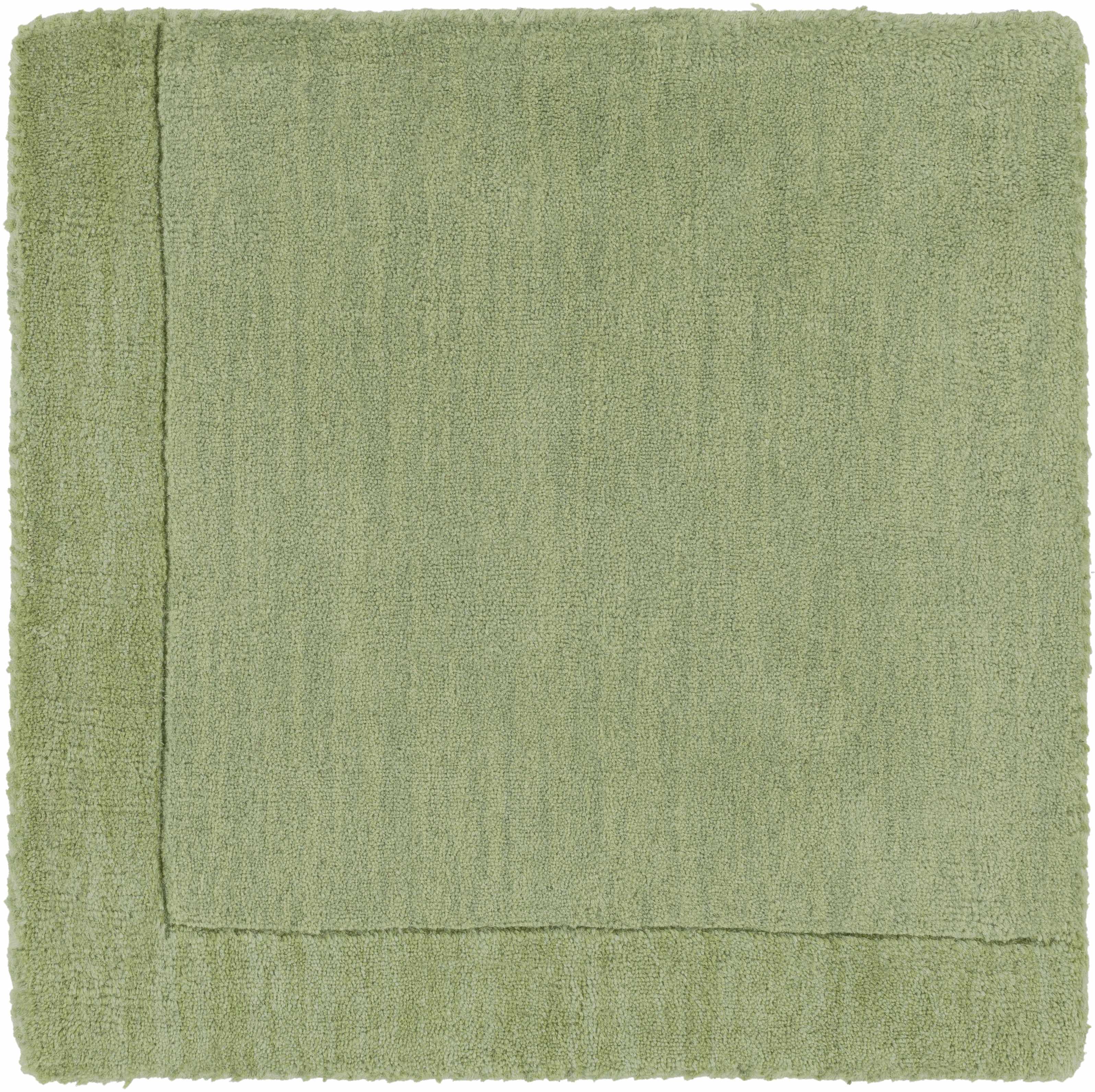 Bordered Solid Green Wool Rug - Image 6