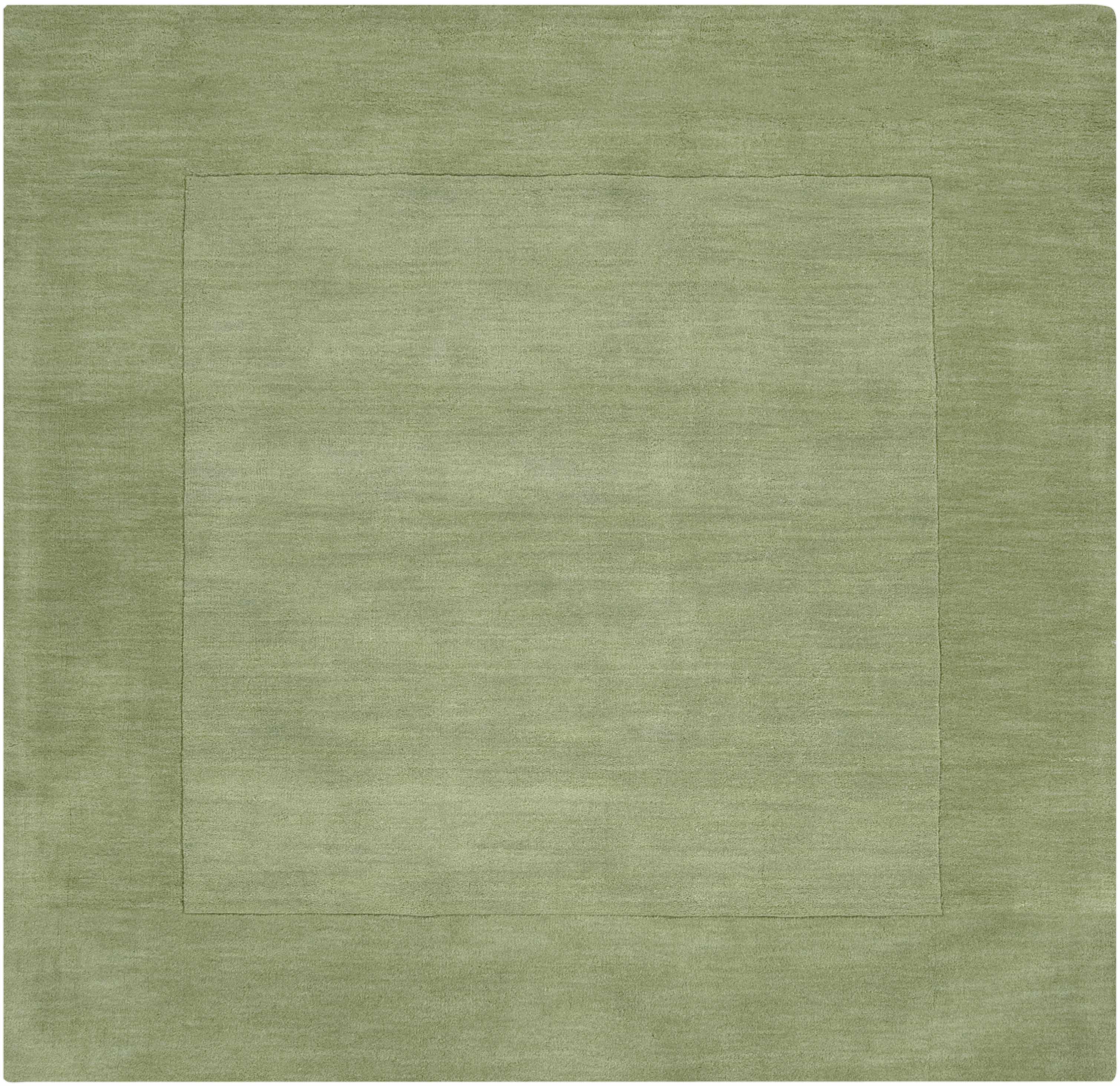 Bordered Solid Green Wool Rug - Image 9