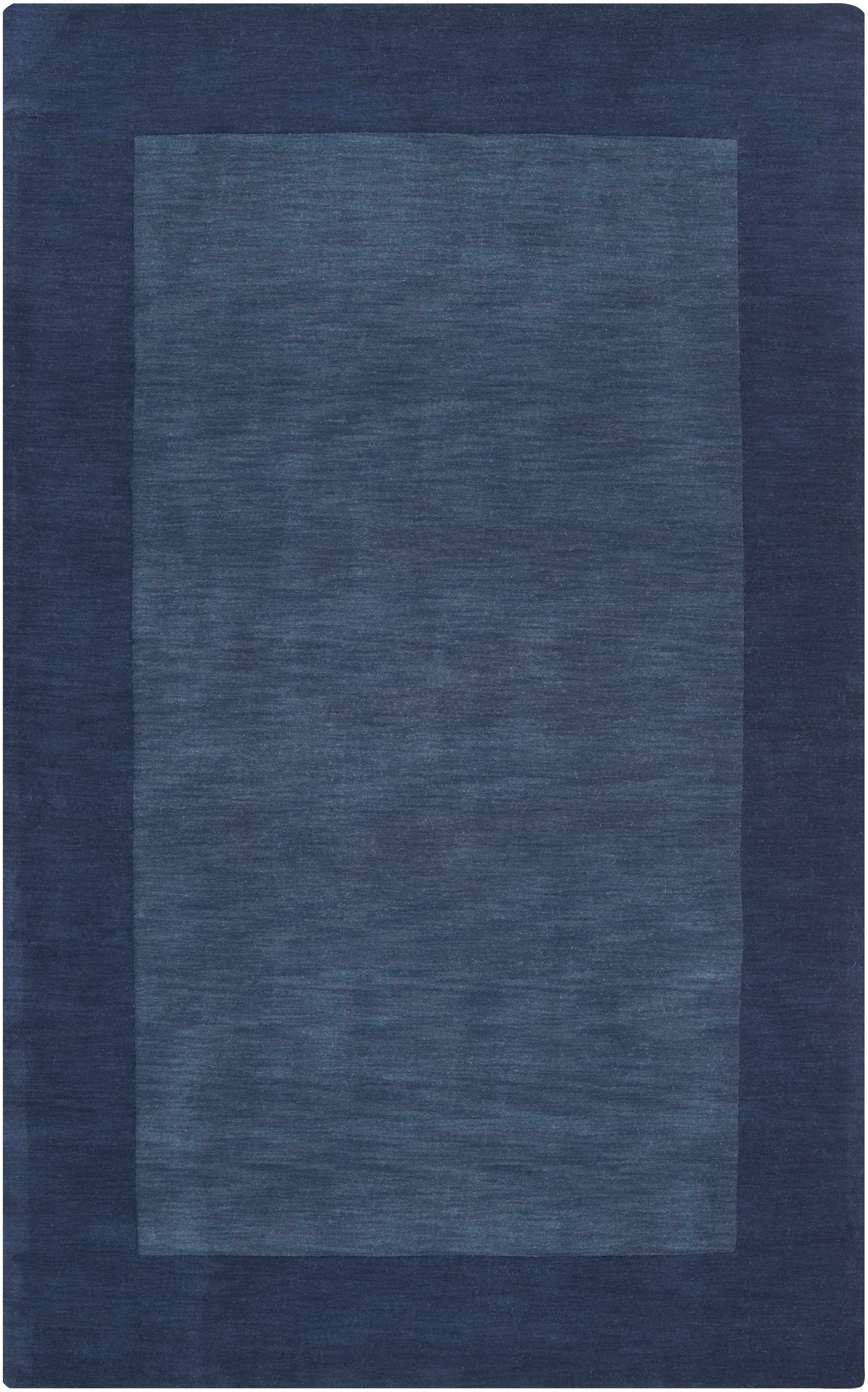 Bordered Solid Ink Blue Wool Rug - Image 13