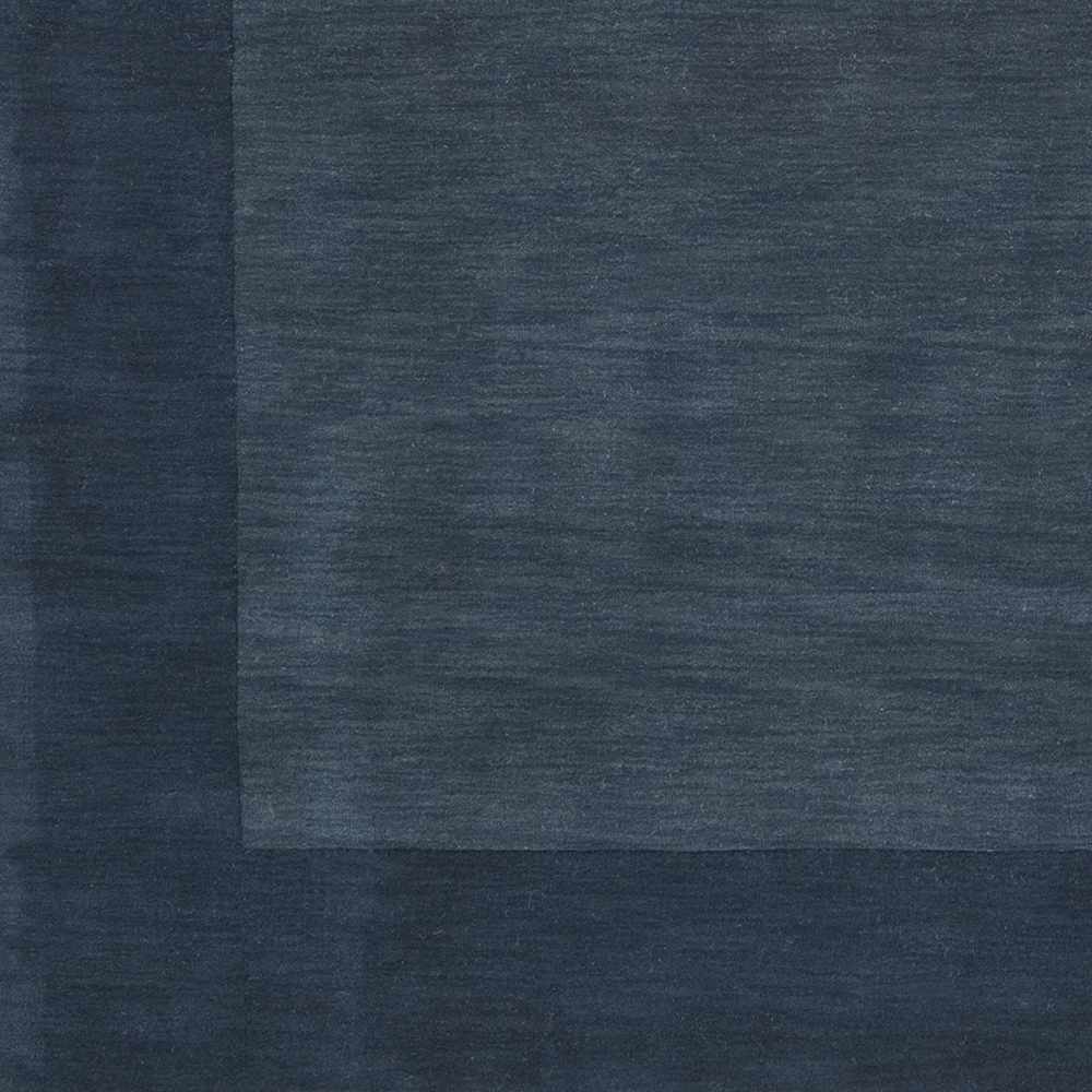 Bordered Solid Ink Blue Wool Rug - Image 7