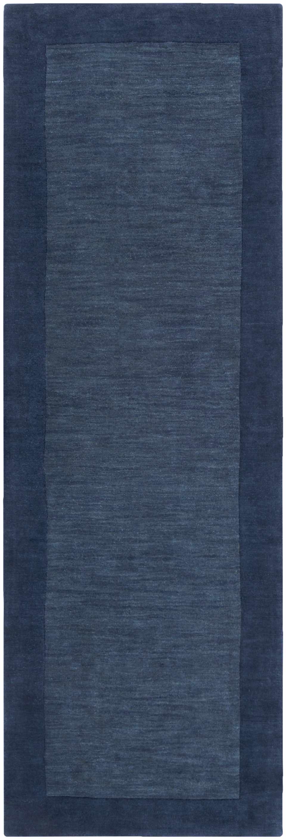 Bordered Solid Ink Blue Wool Rug - Image 8