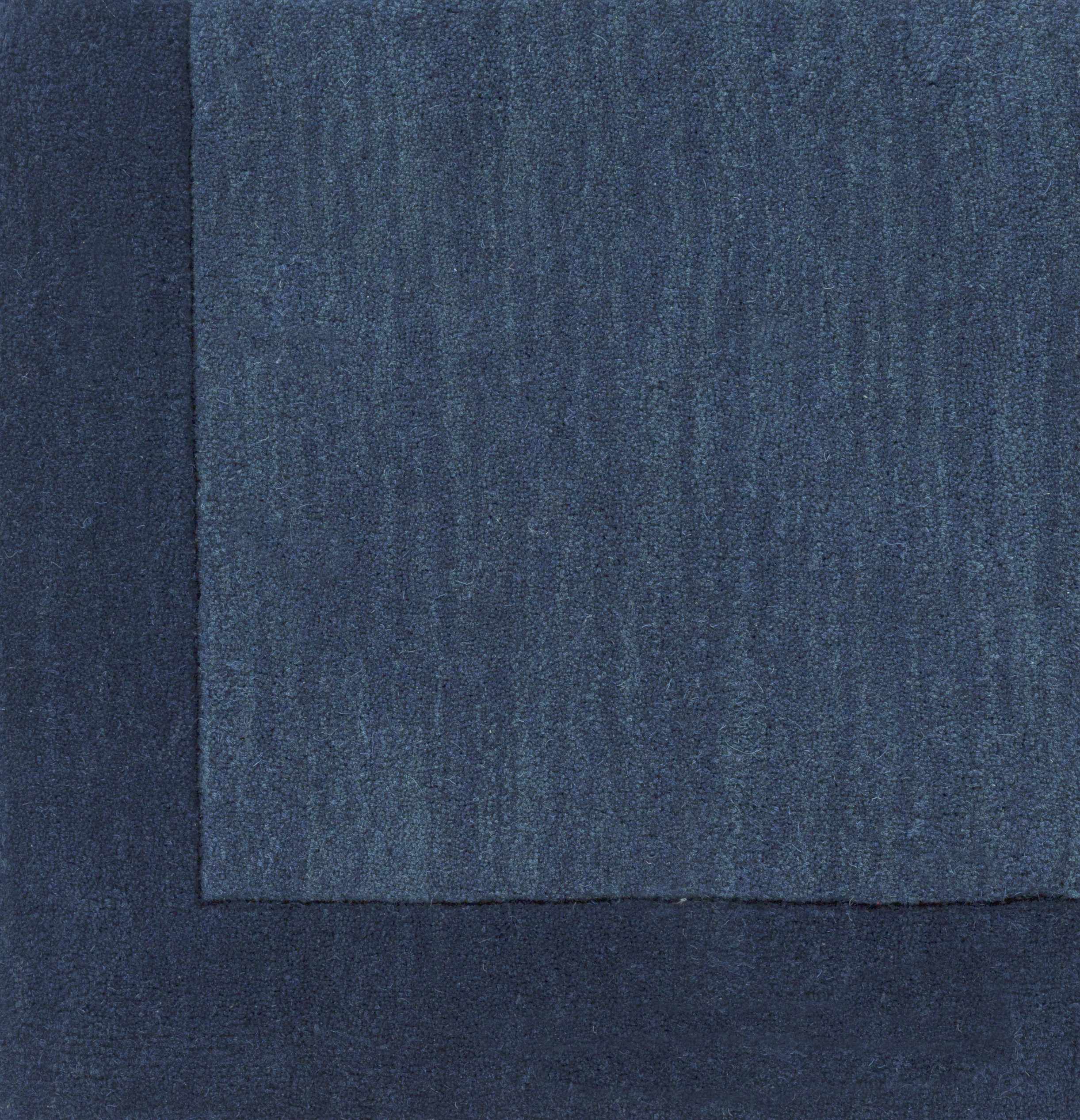 Bordered Solid Ink Blue Wool Rug - Image 9