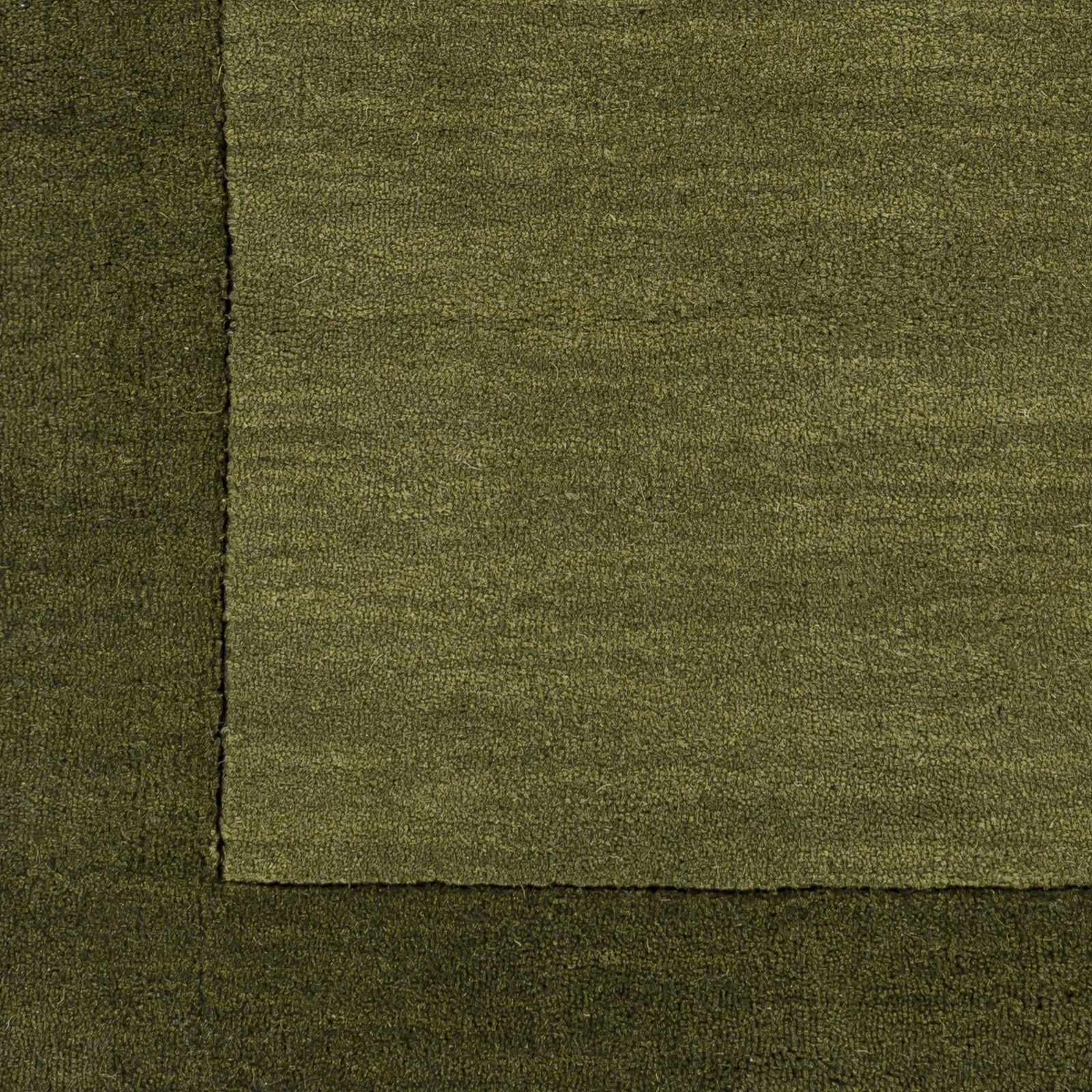 Bordered Solid Olive Green Wool Rug - Image 5
