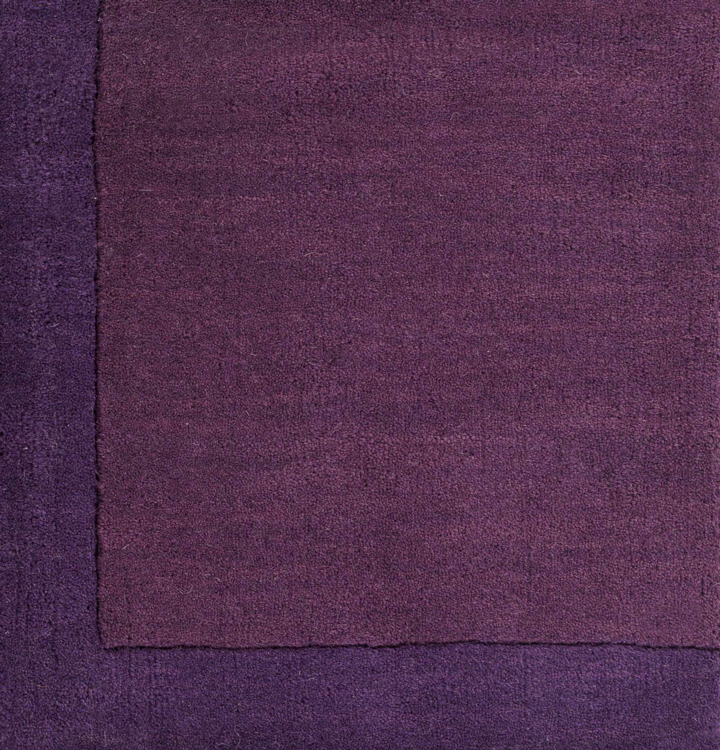 Bordered Solid Plum Purple Wool Rug - Image 10