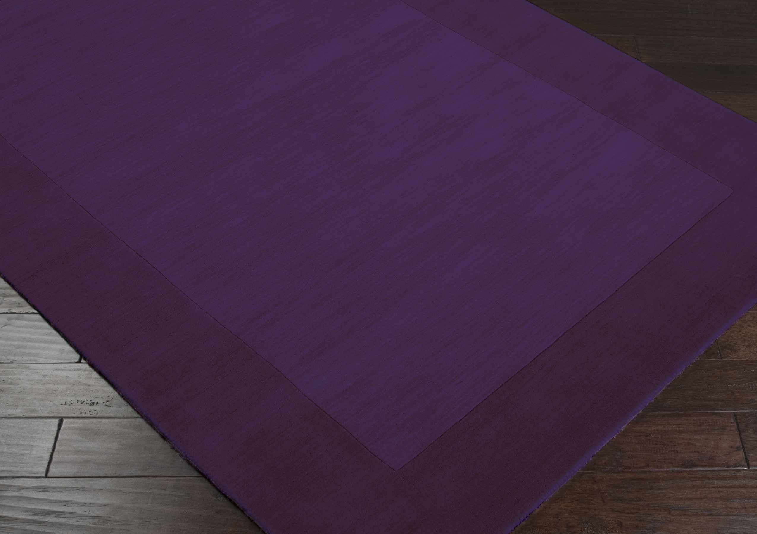 Bordered Solid Plum Purple Wool Rug - Image 13