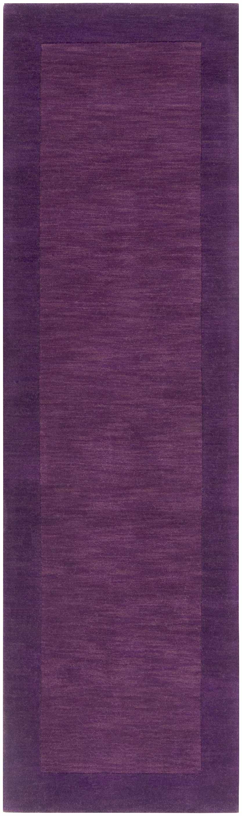 Bordered Solid Plum Purple Wool Rug - Image 6